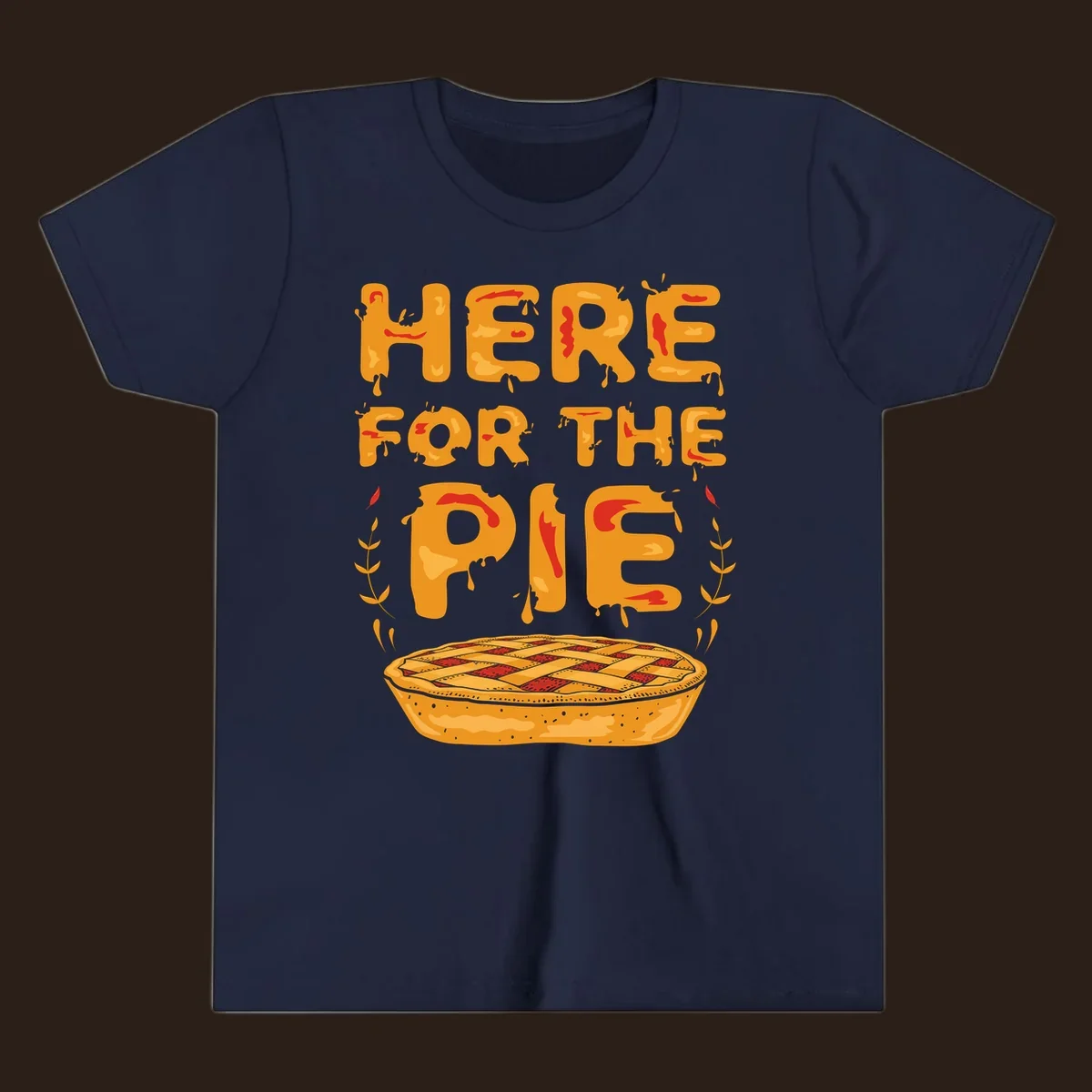 Here for the pie text and illustration of a pie. holiday dessert phrase.