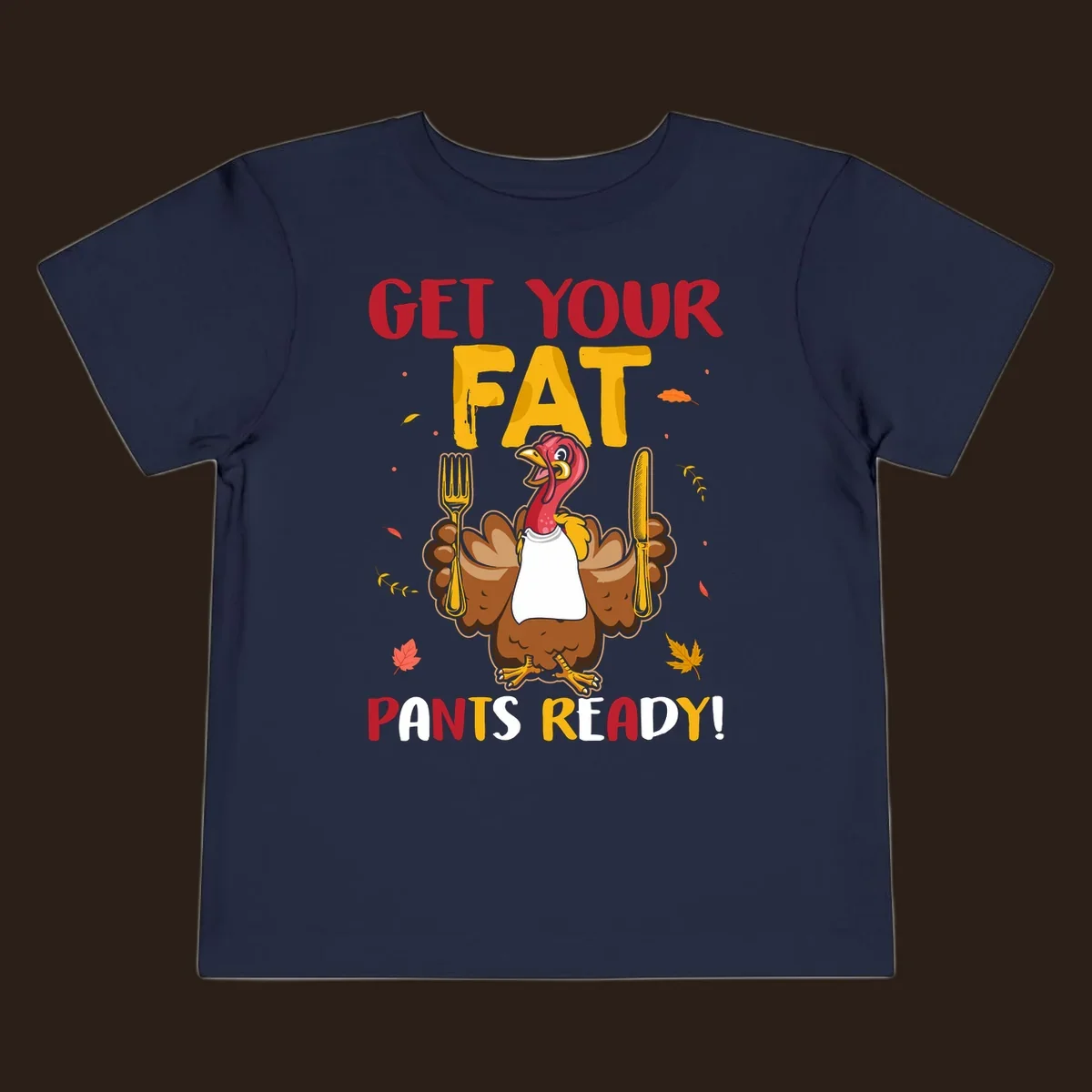 Funny fat pants ready Thanksgiving turkey design with fork and knife
