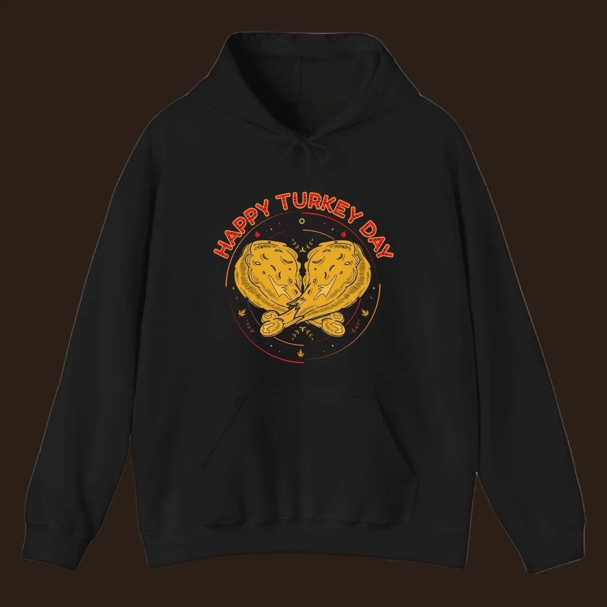 Happy Turkey Day text with crossed turkey drumsticks illustration.