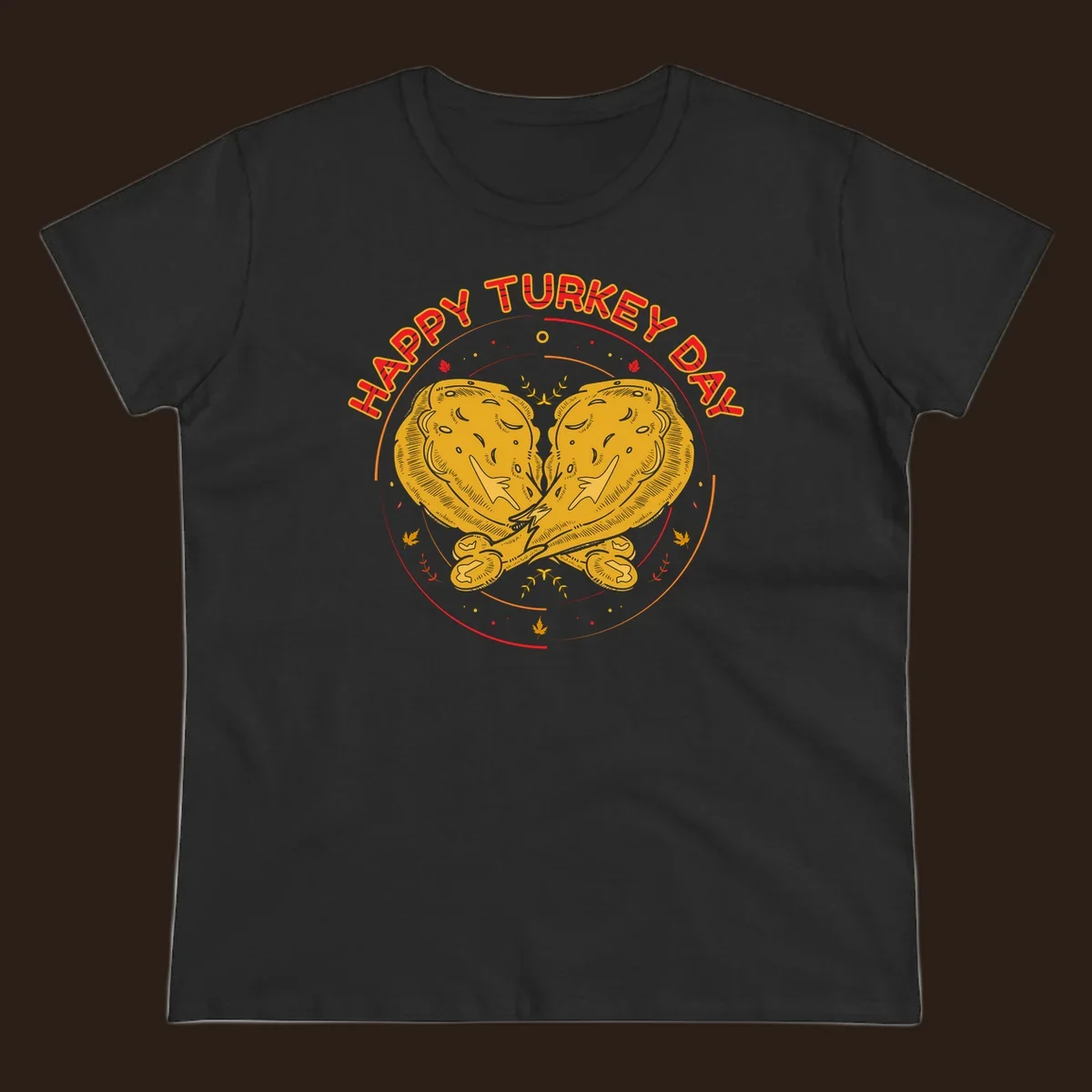 Happy Turkey Day text with crossed turkey drumsticks illustration.