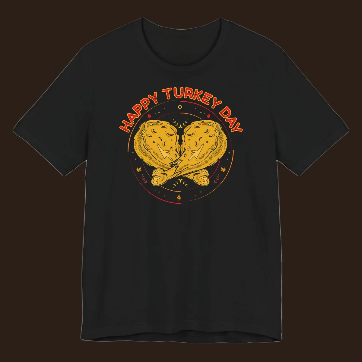 Happy Turkey Day text with crossed turkey drumsticks illustration.