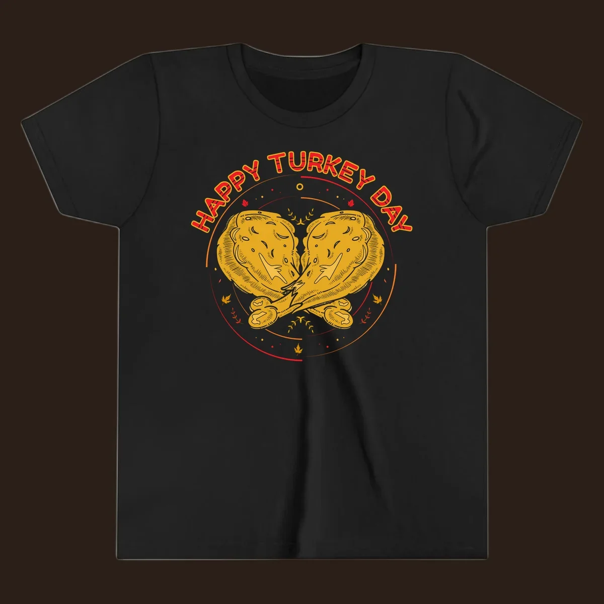 Happy Turkey Day text with crossed turkey drumsticks illustration.