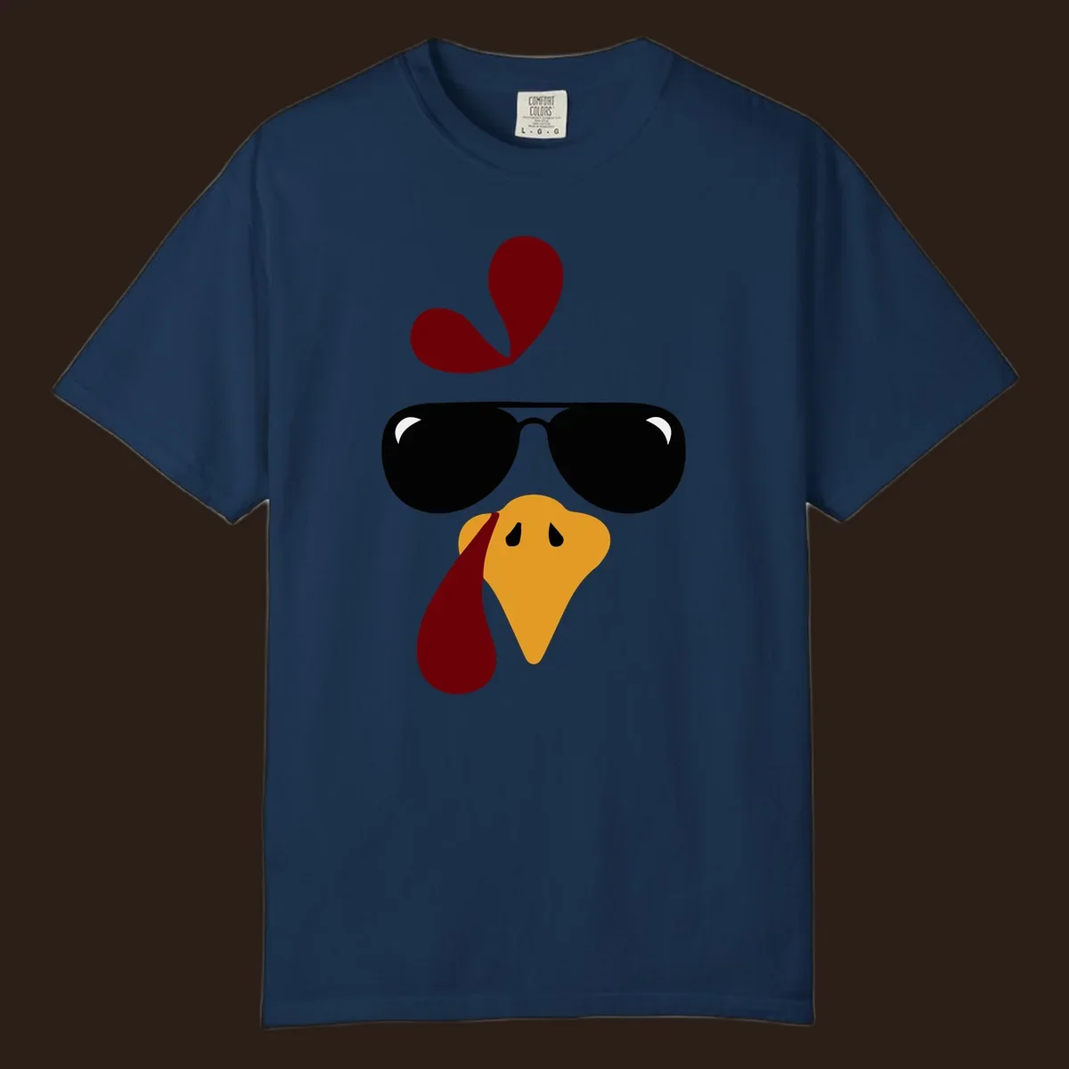 Cool turkey face wearing sunglasses graphic for Thanksgiving shirt.