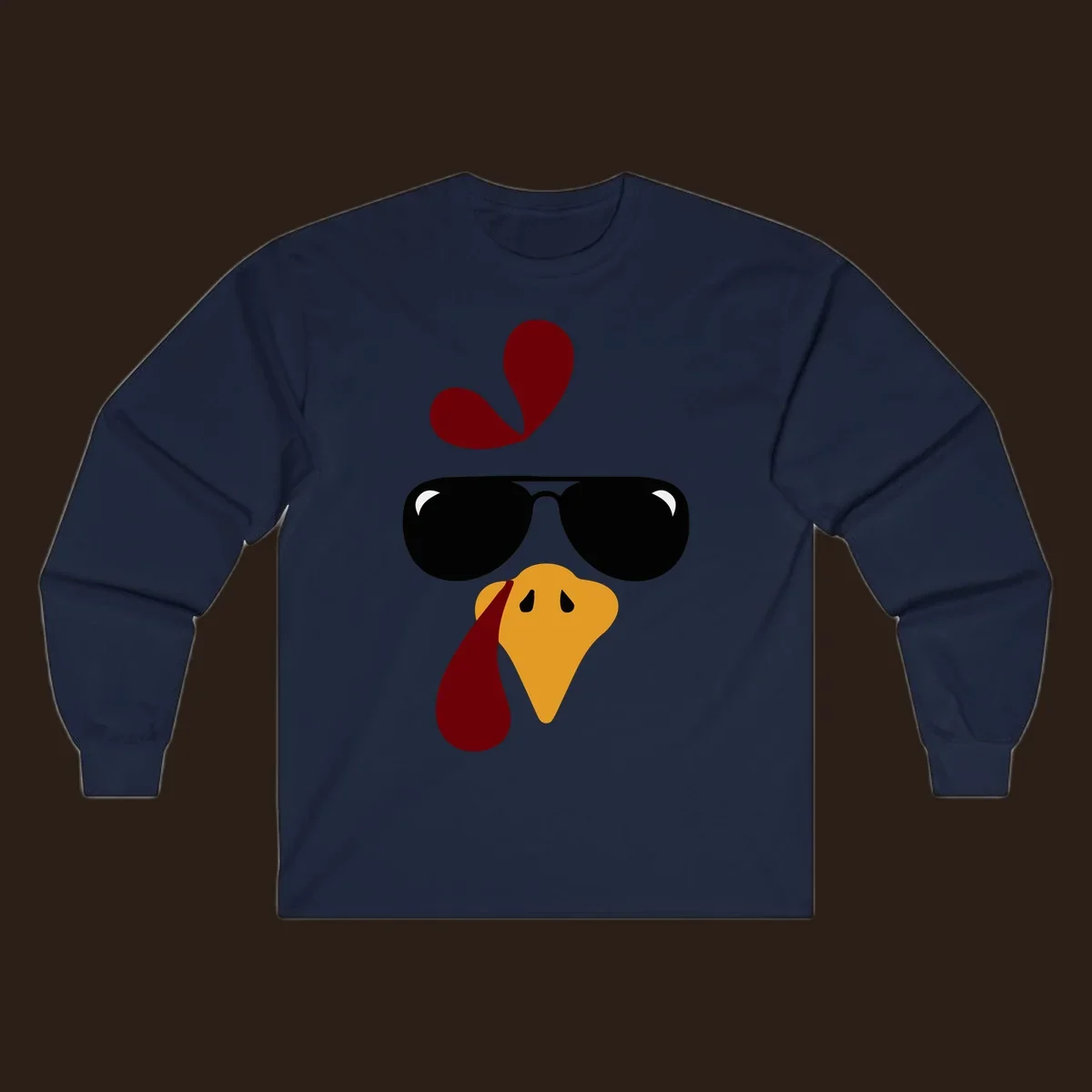 Cool turkey face wearing sunglasses graphic for Thanksgiving shirt.