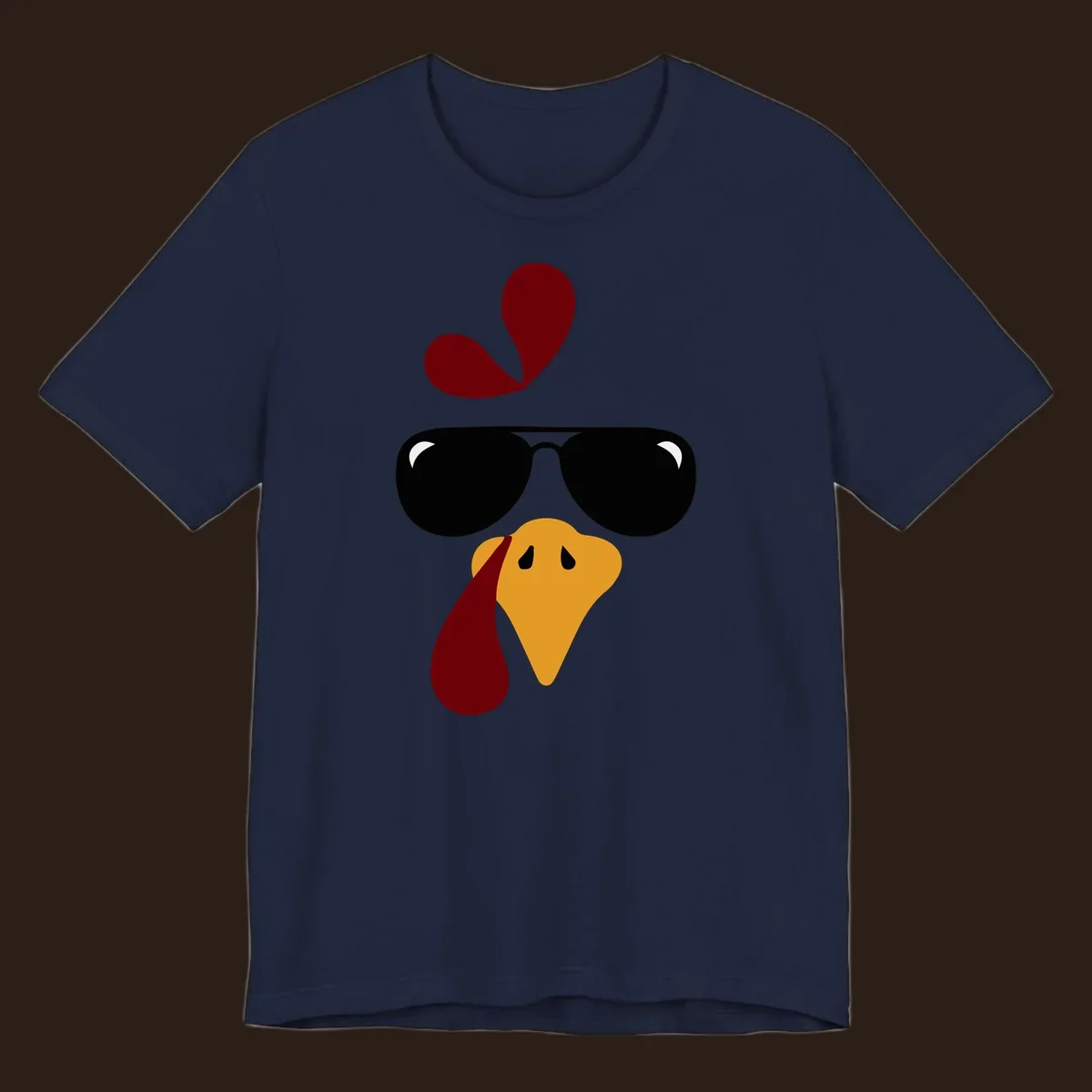 Cool turkey face wearing sunglasses graphic for Thanksgiving shirt.