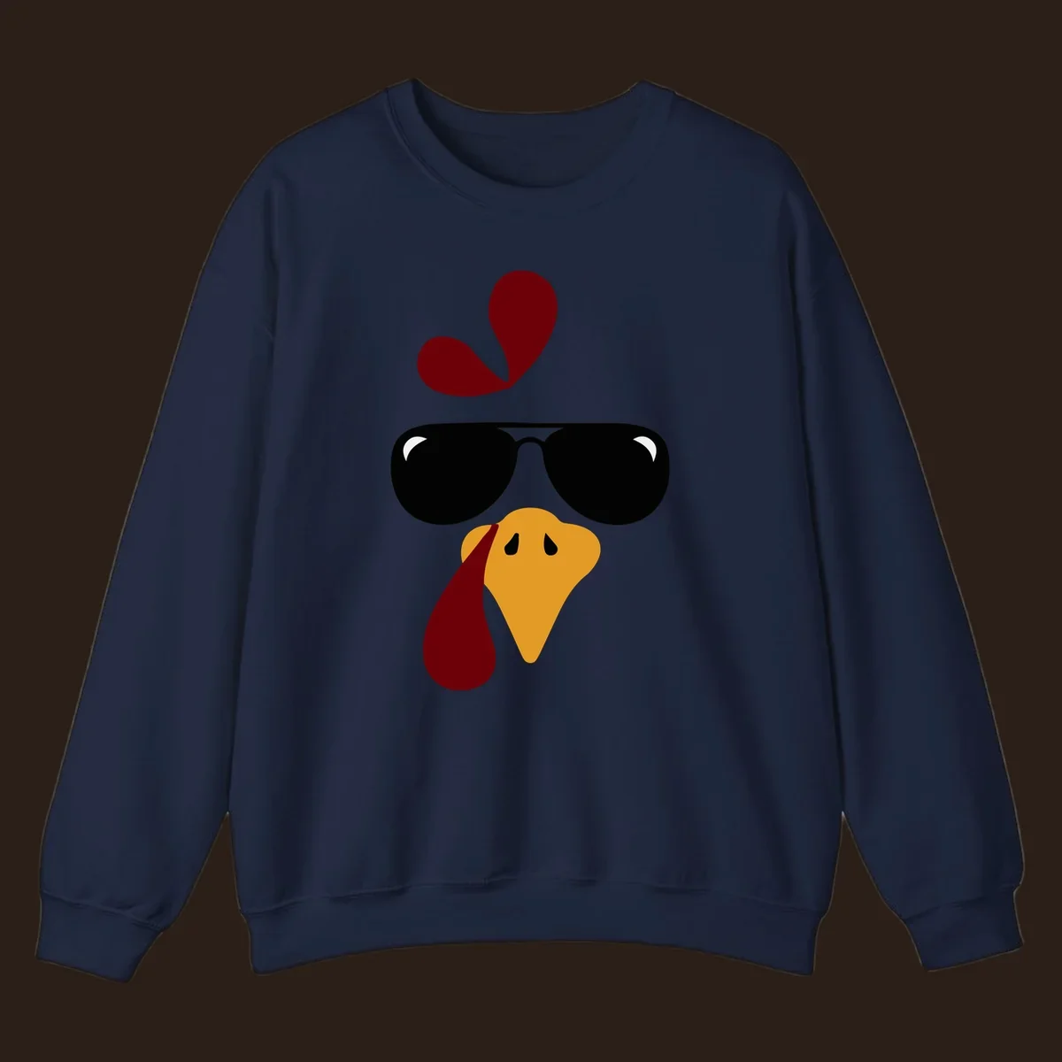 Cool turkey face wearing sunglasses graphic for Thanksgiving shirt.
