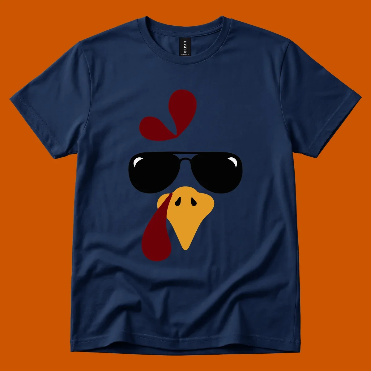 Cool turkey face wearing sunglasses graphic for Thanksgiving shirt.