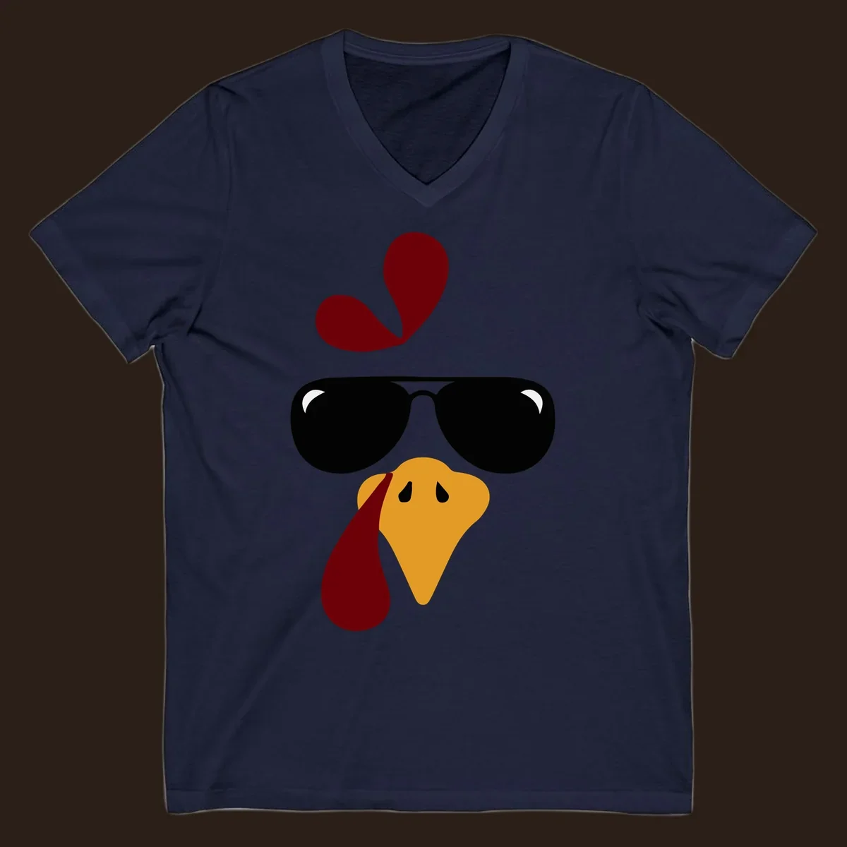 Cool turkey face wearing sunglasses graphic for Thanksgiving shirt.