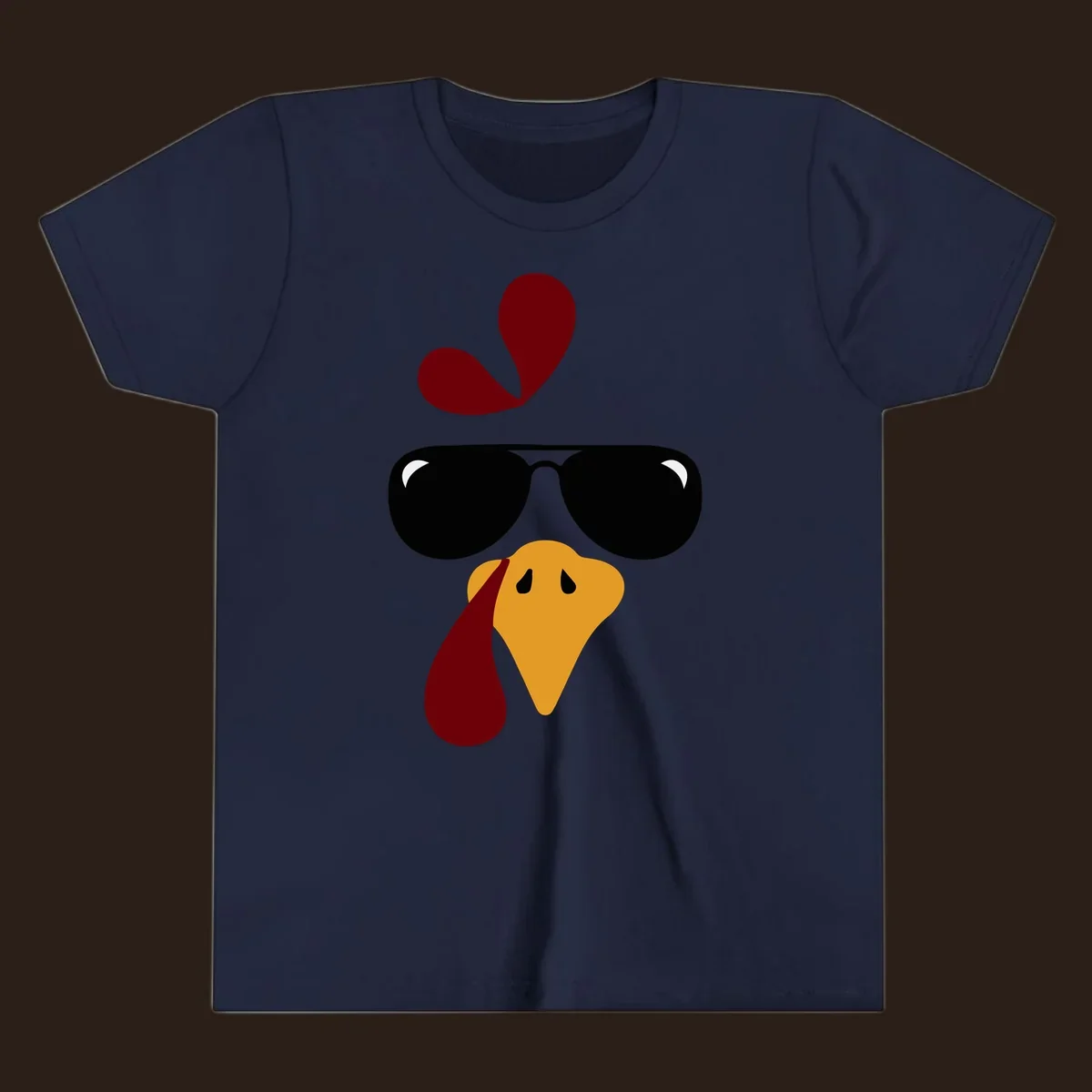 Cool turkey face wearing sunglasses graphic for Thanksgiving shirt.
