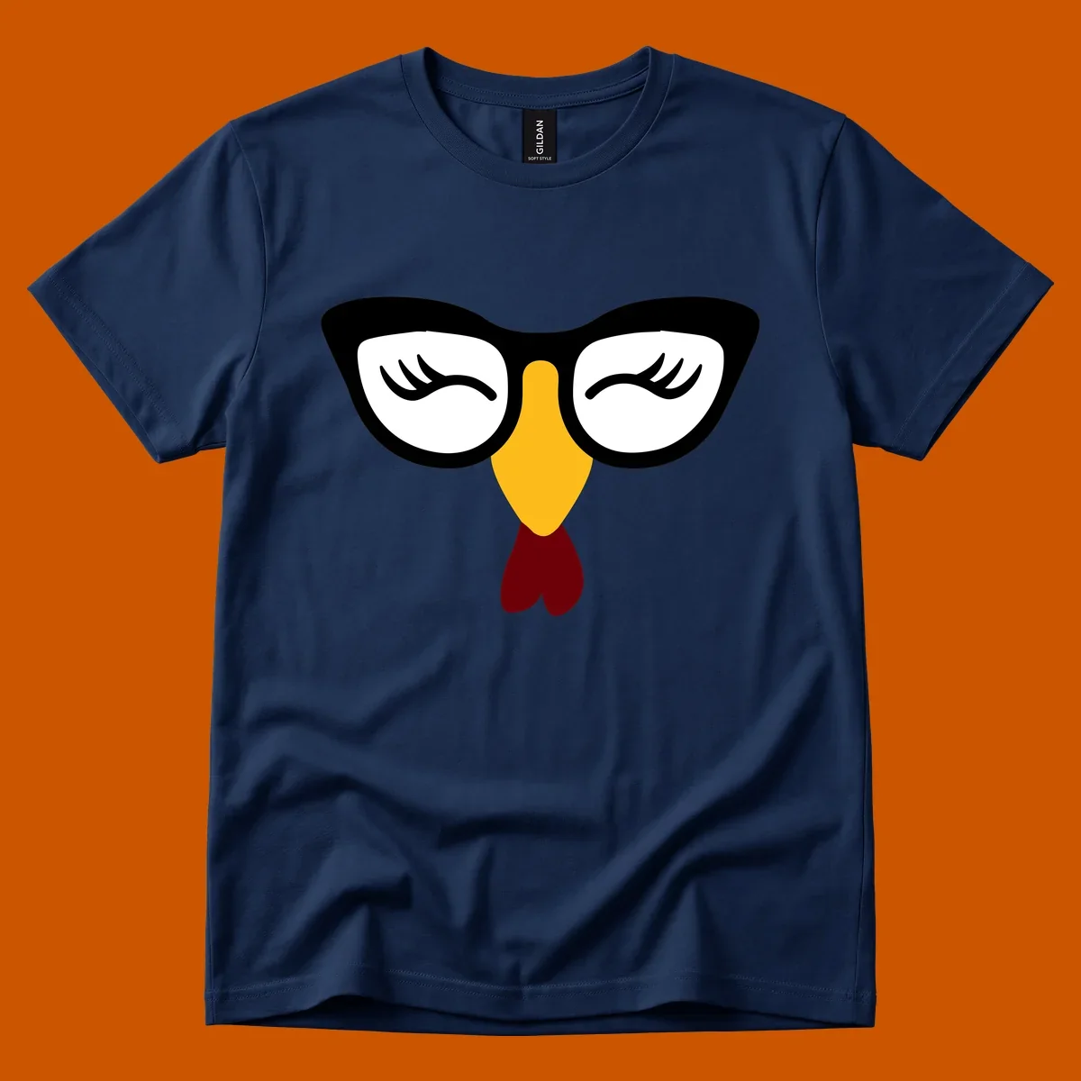 Nerdy turkey face with glasses illustration for Thanksgiving.