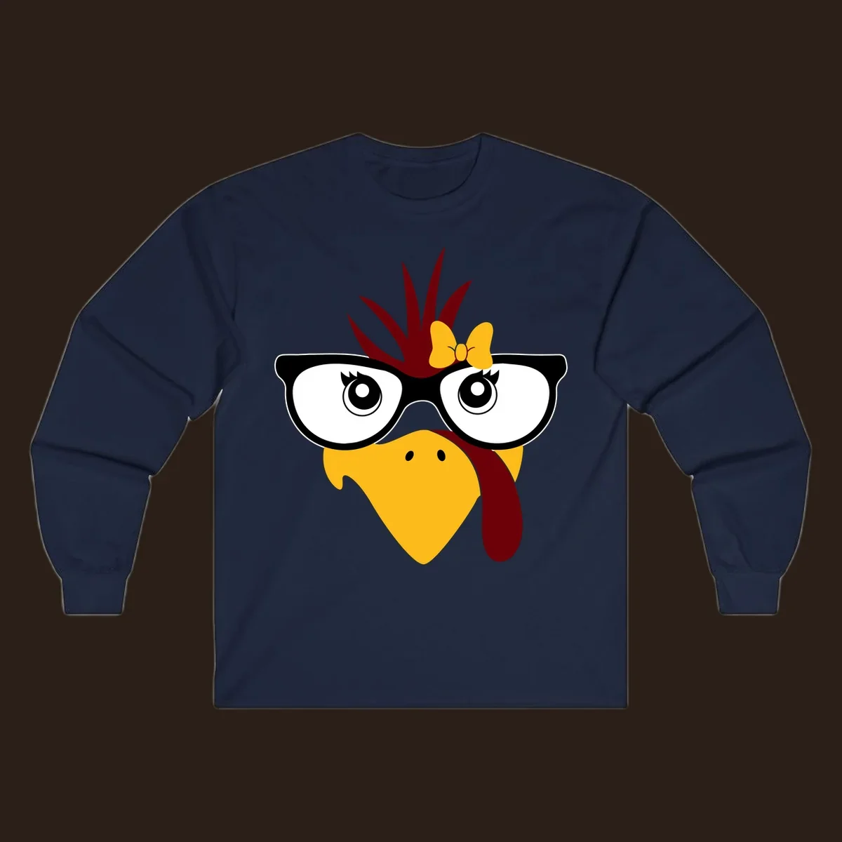 Nerd turkey with glasses and bow illustration.