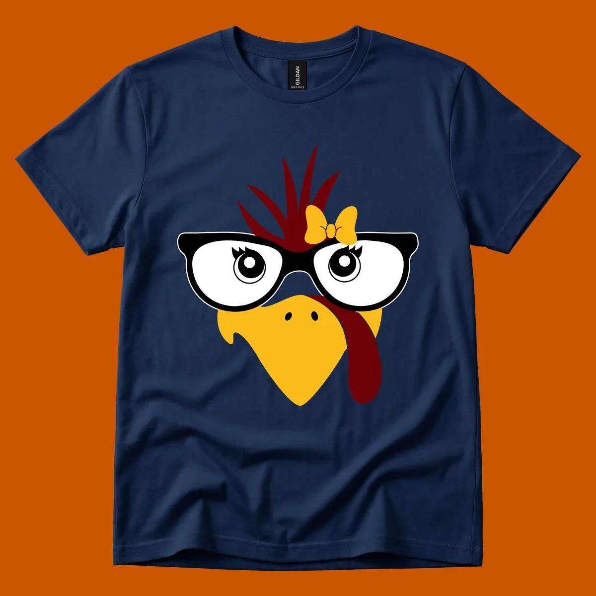 Nerd turkey with glasses and bow illustration.