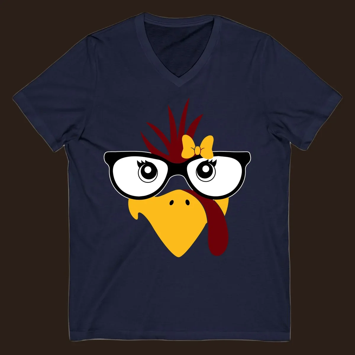 Nerd turkey with glasses and bow illustration.