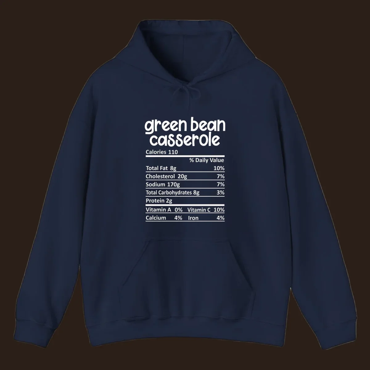 Green bean casserole nutrition label design