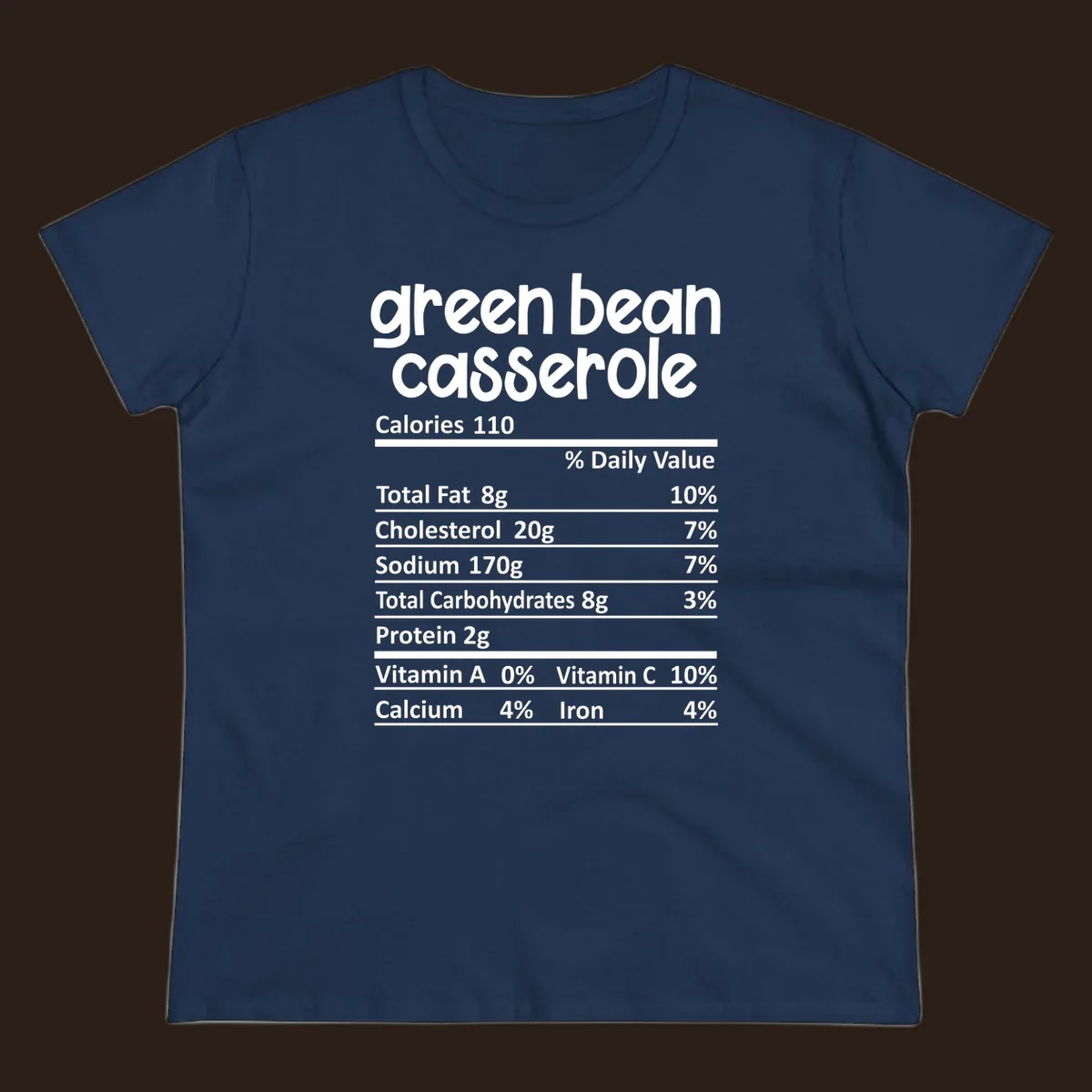 Green bean casserole nutrition label design