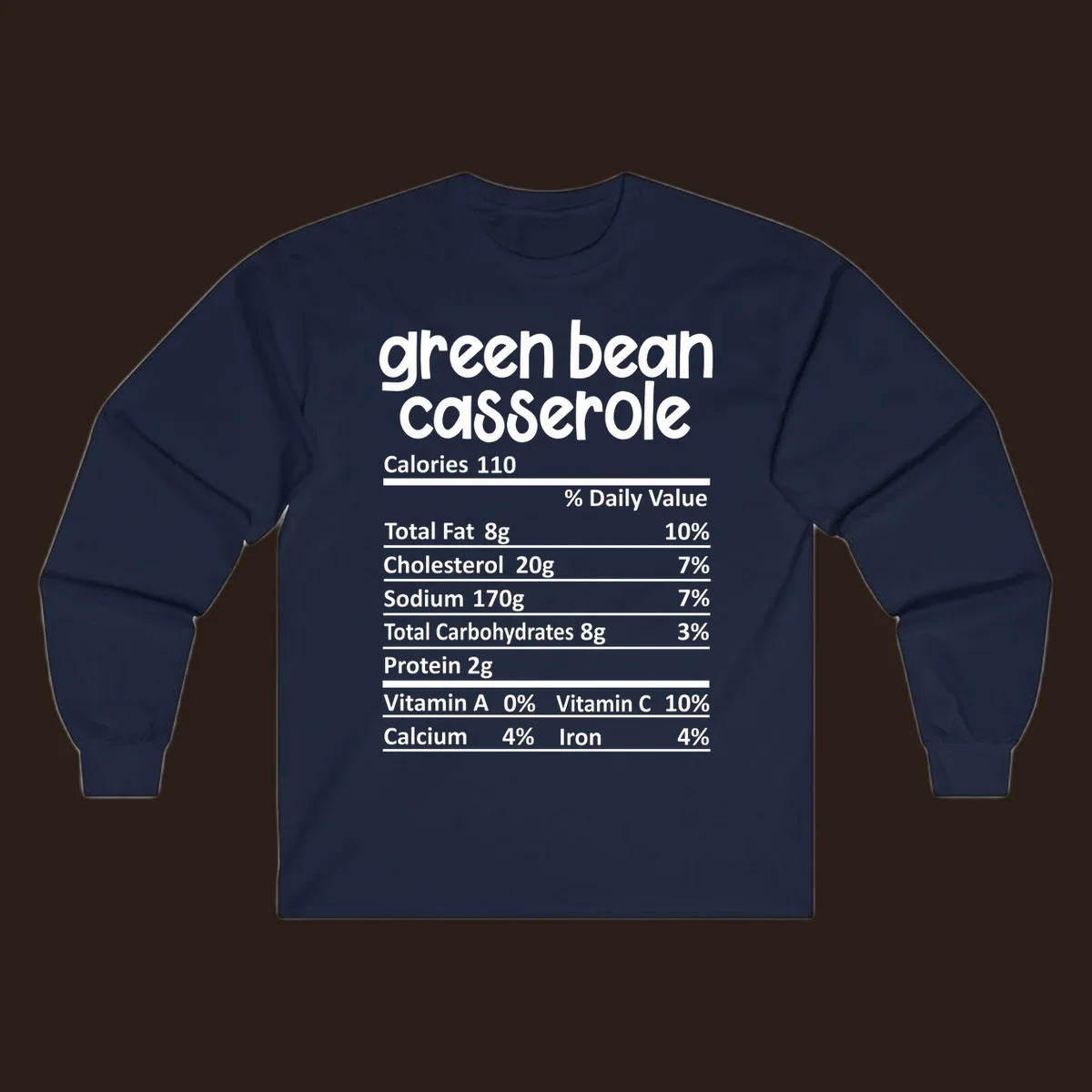 Green bean casserole nutrition label design