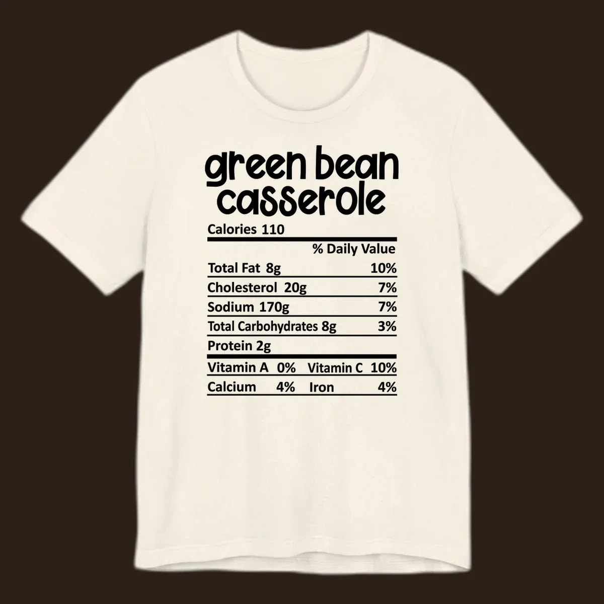 Green bean casserole nutrition label design