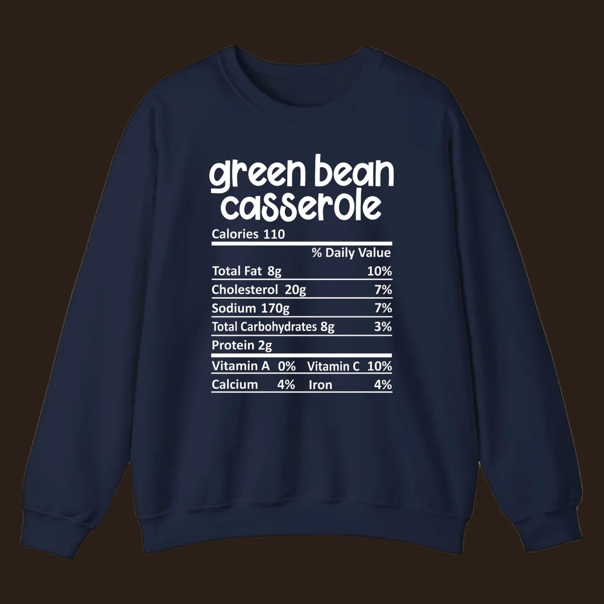 Green bean casserole nutrition label design