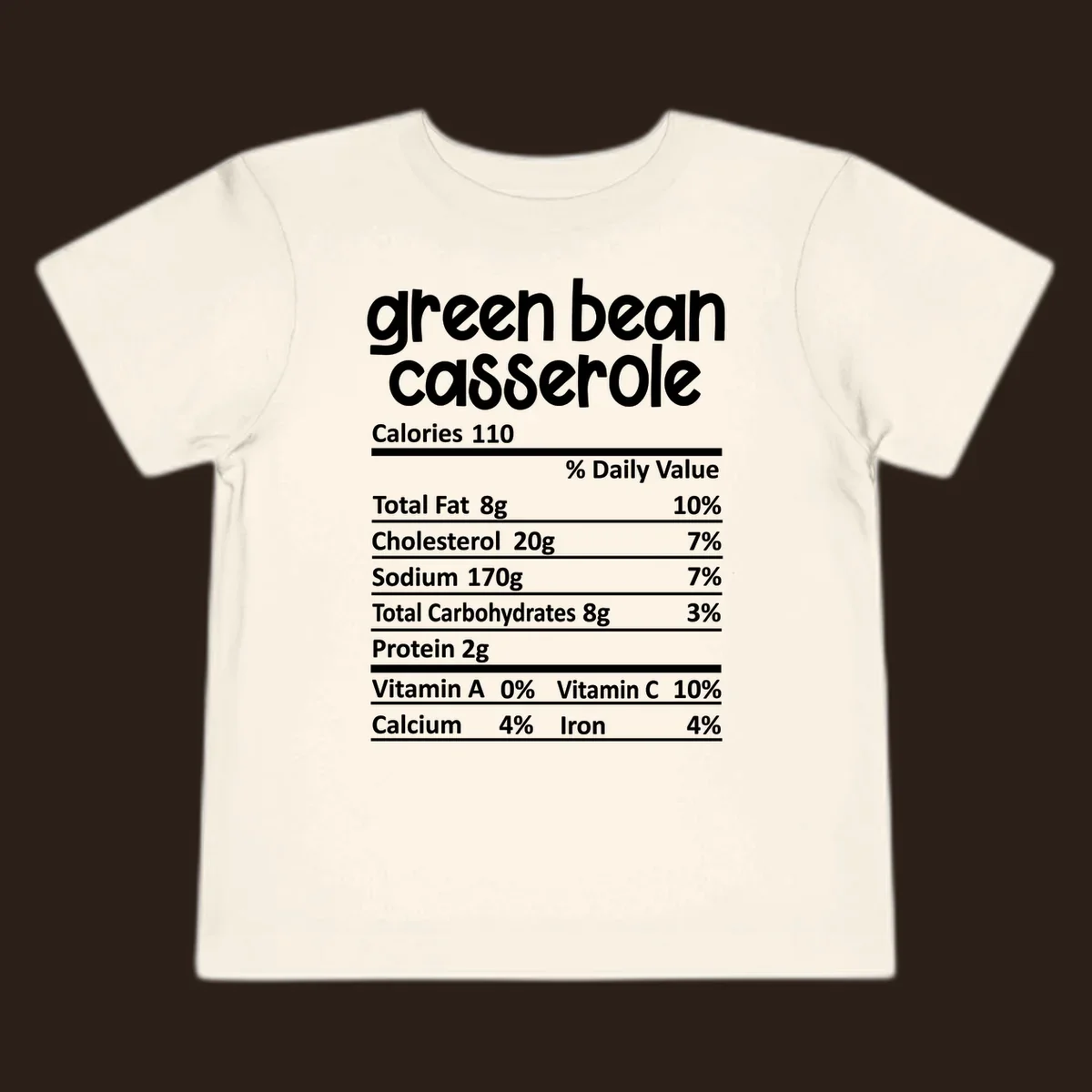 Green bean casserole nutrition label design