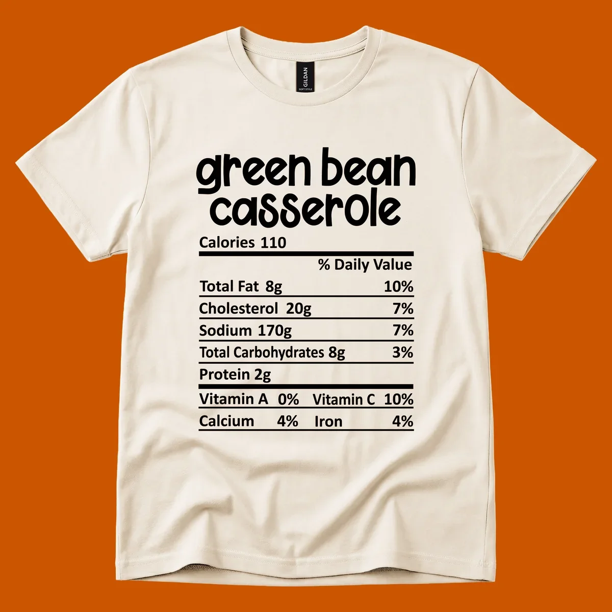 Green bean casserole nutrition label design