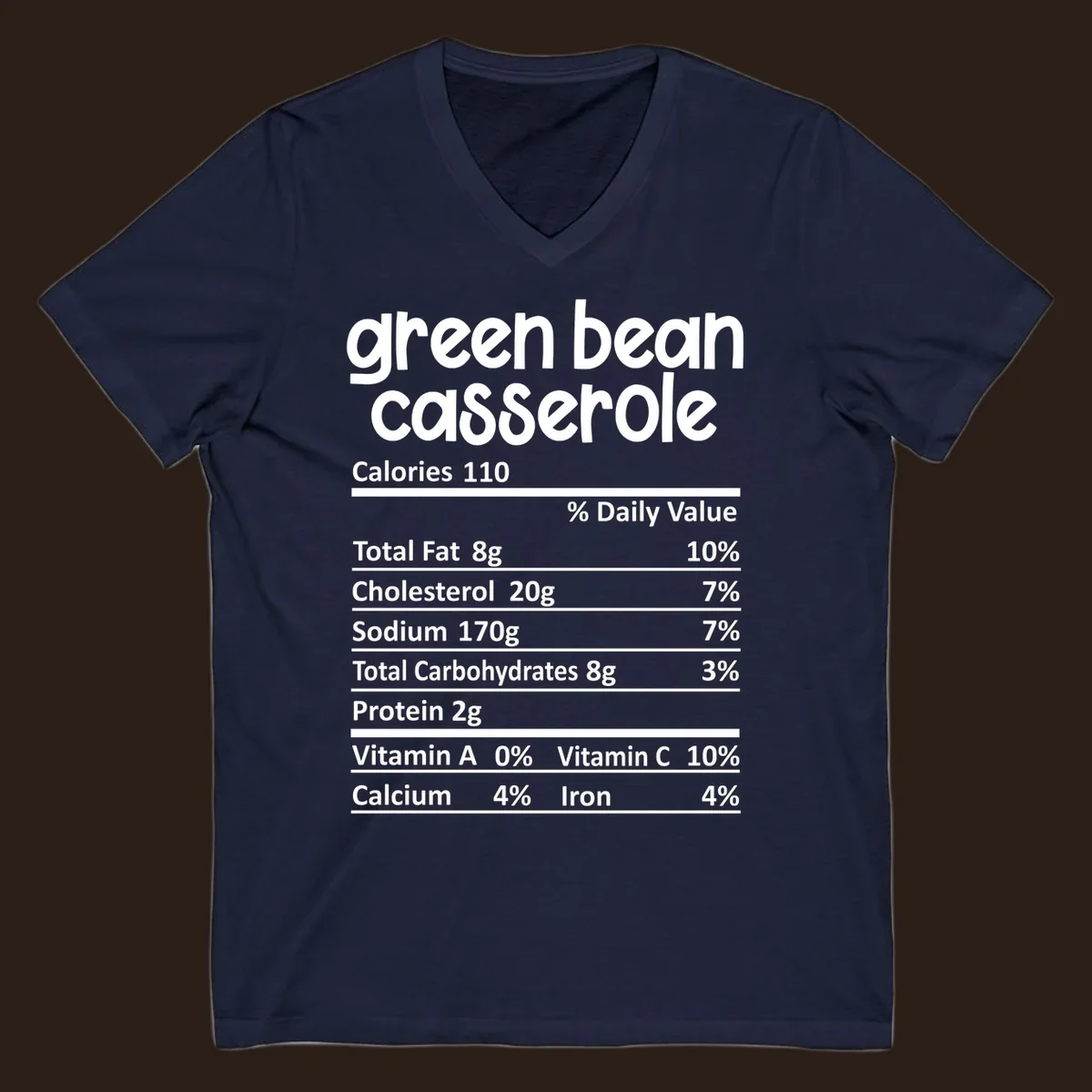 Green bean casserole nutrition label design