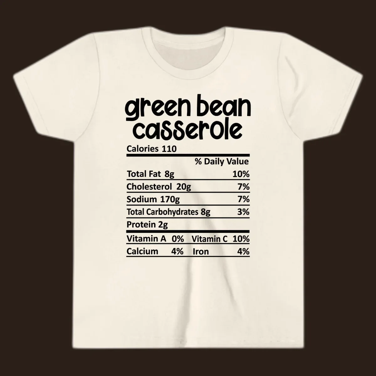 Green bean casserole nutrition label design