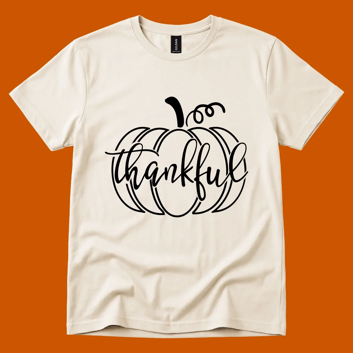 Thankful pumpkin script design for Thanksgiving shirts