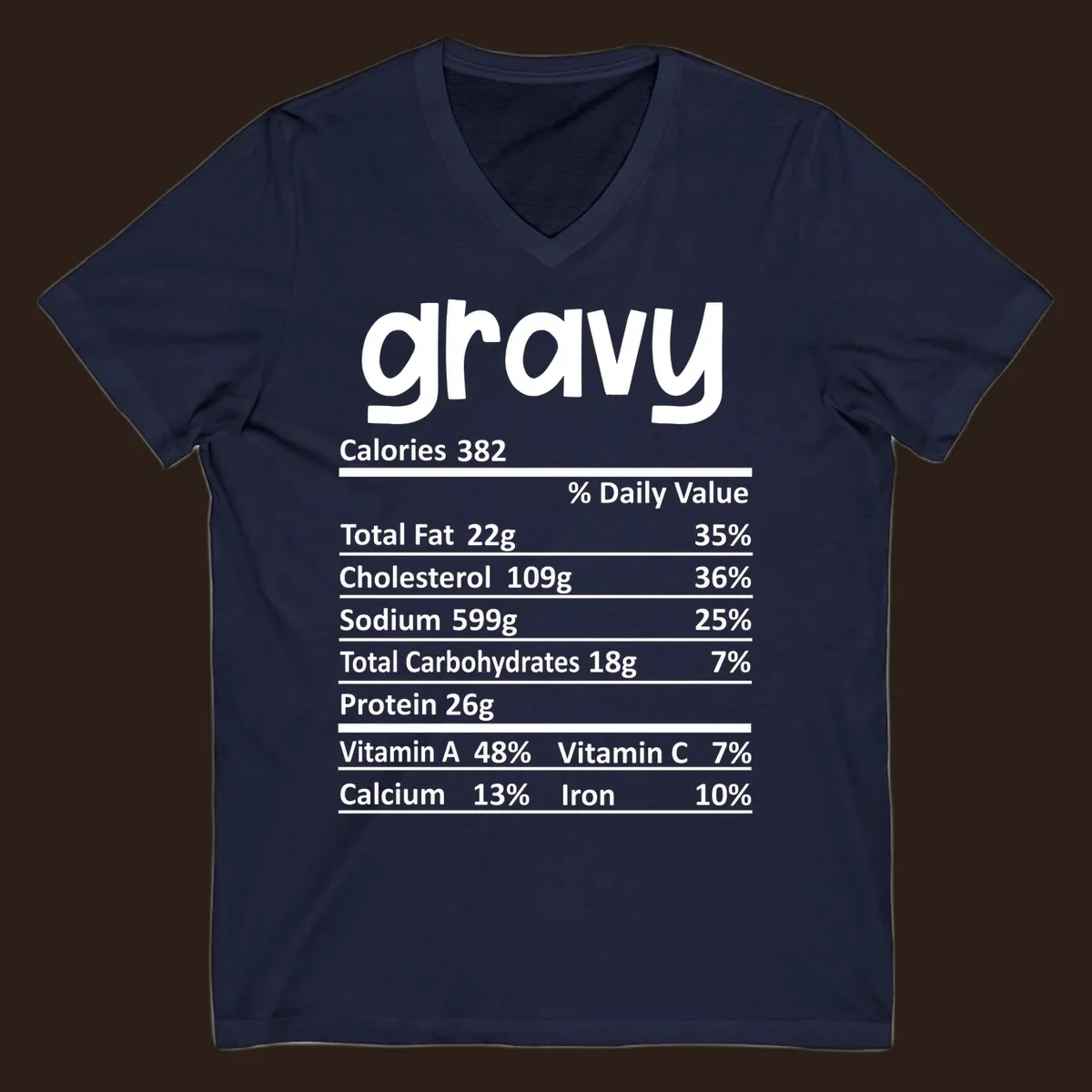 Gravy nutrition facts label design with 'gravy' at the top and detailed nutritional information below.