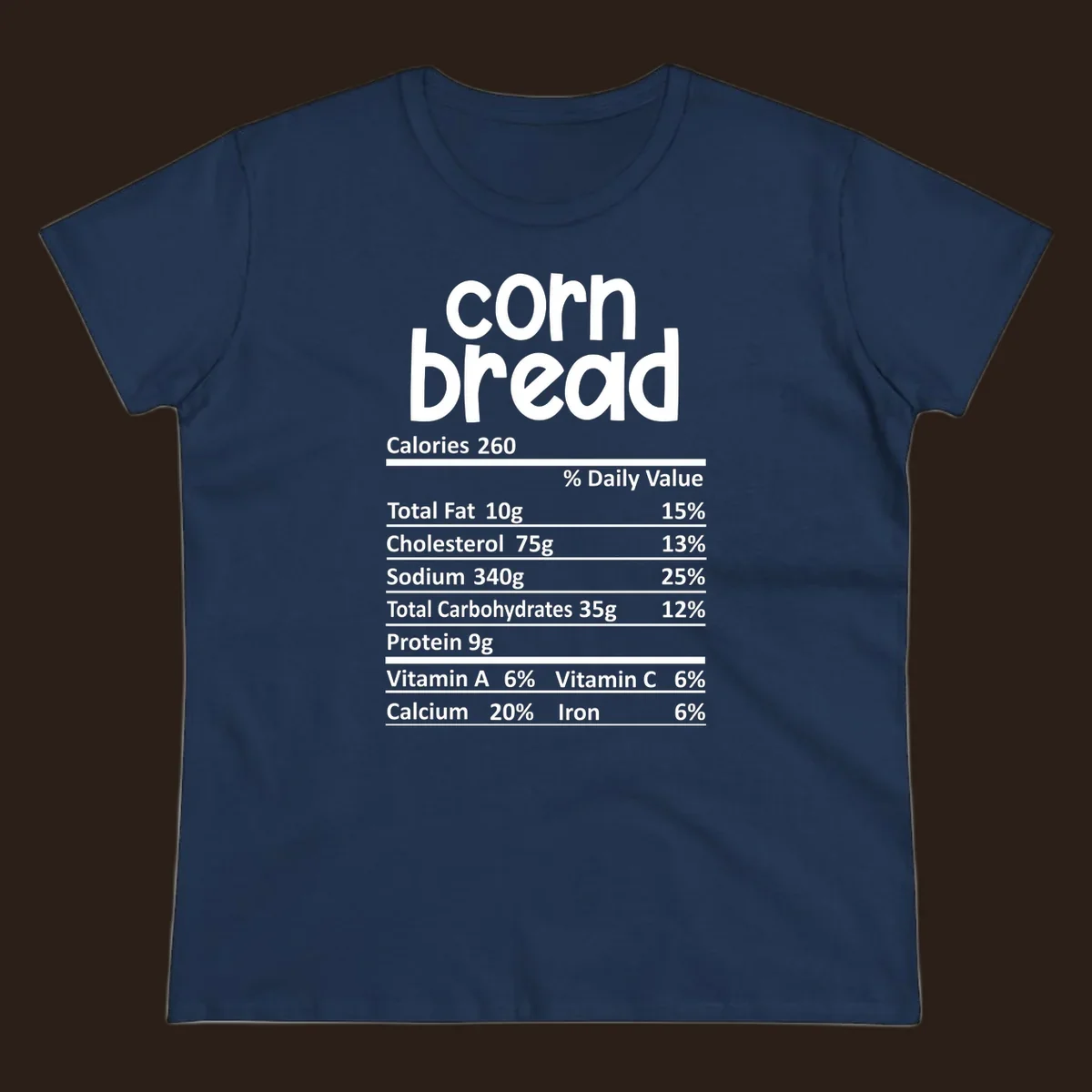 Corn bread nutrition facts label design