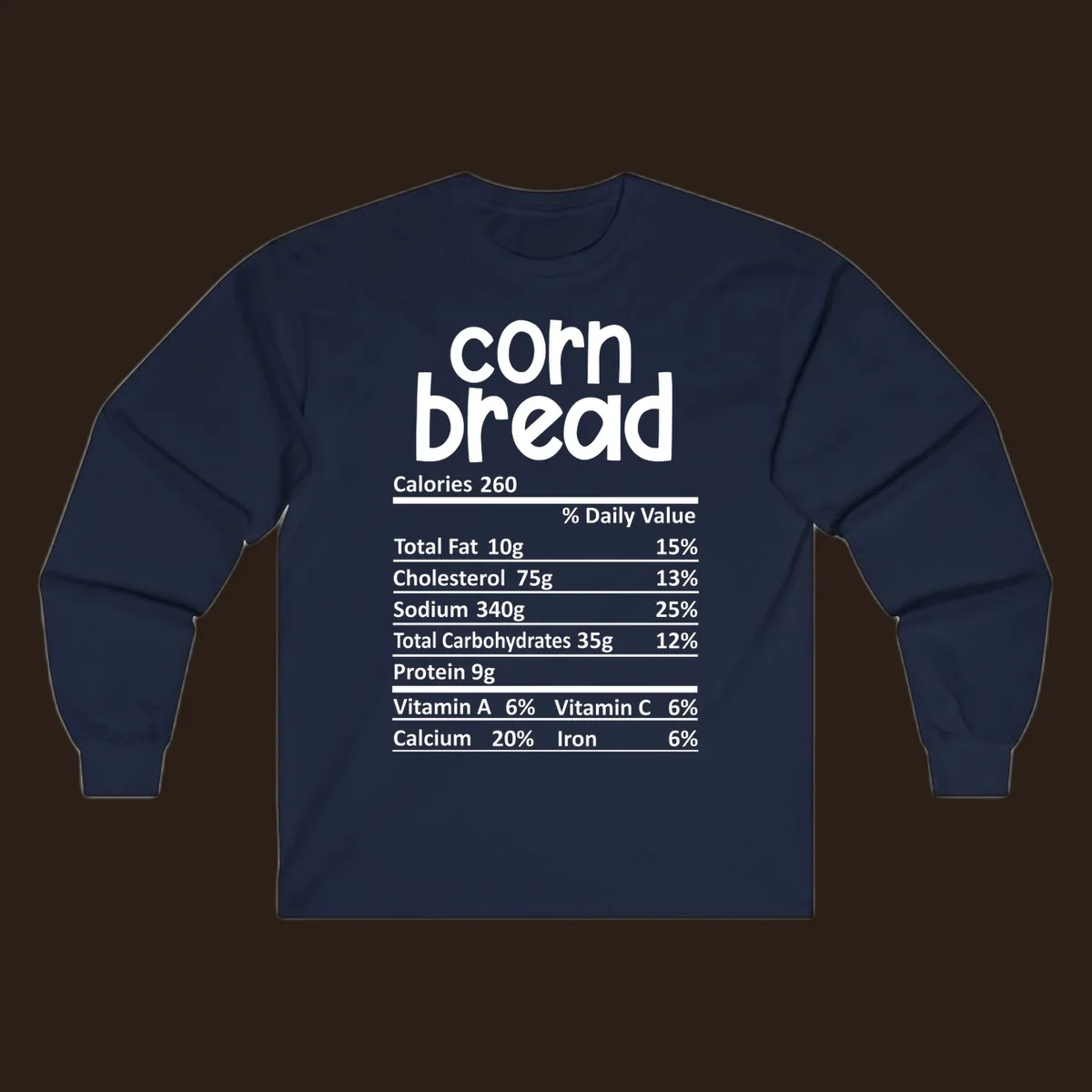 Corn bread nutrition facts label design