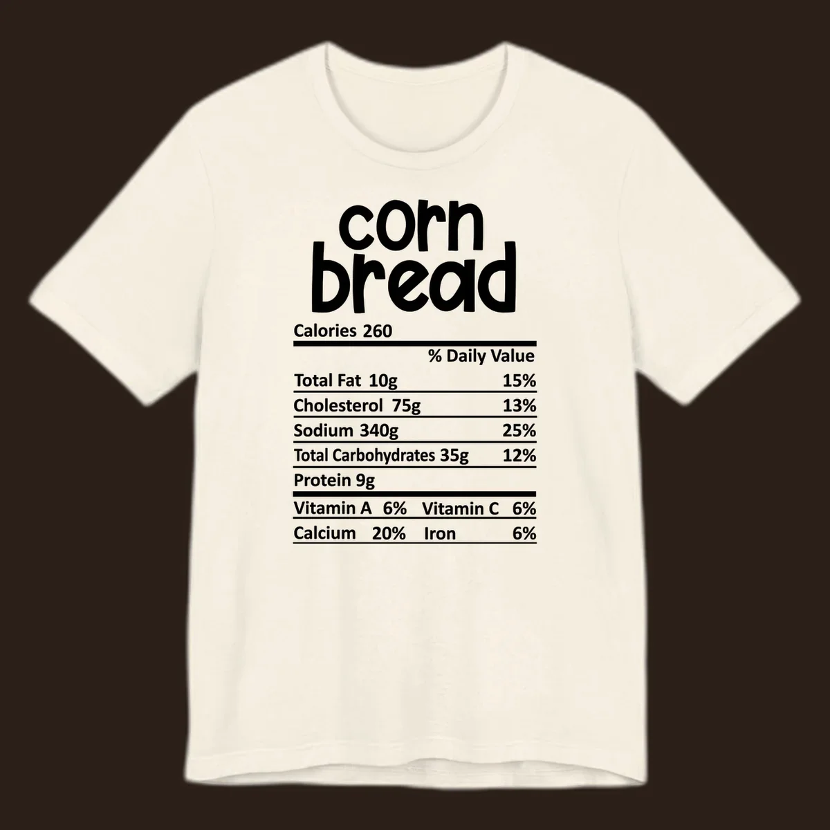 Corn bread nutrition facts label design