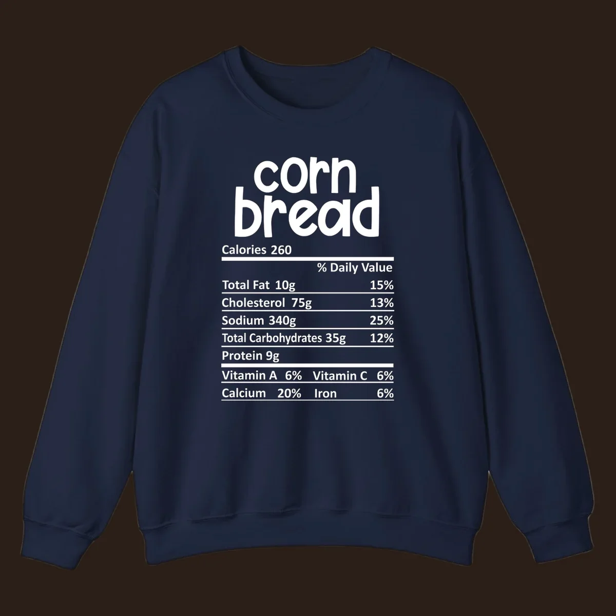 Corn bread nutrition facts label design