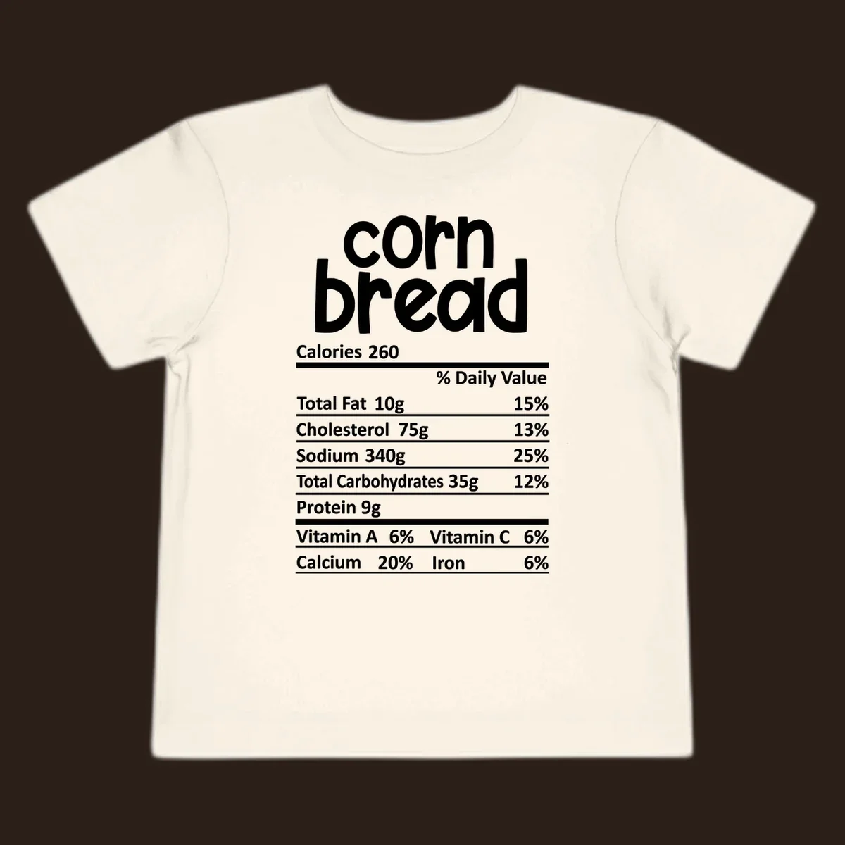 Corn bread nutrition facts label design