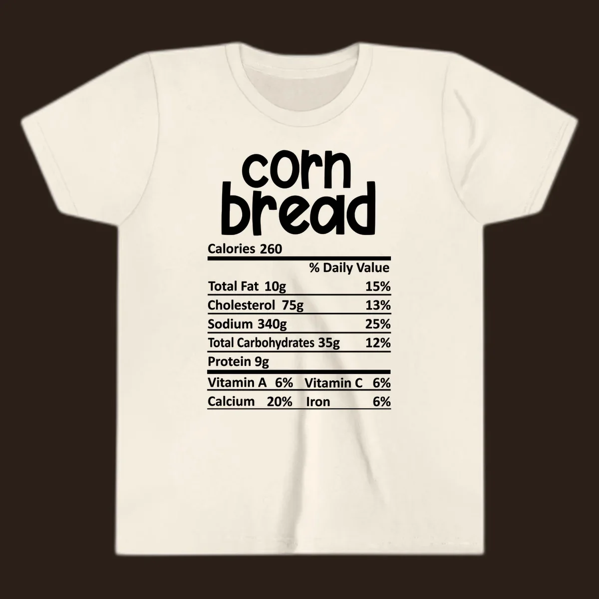 Corn bread nutrition facts label design