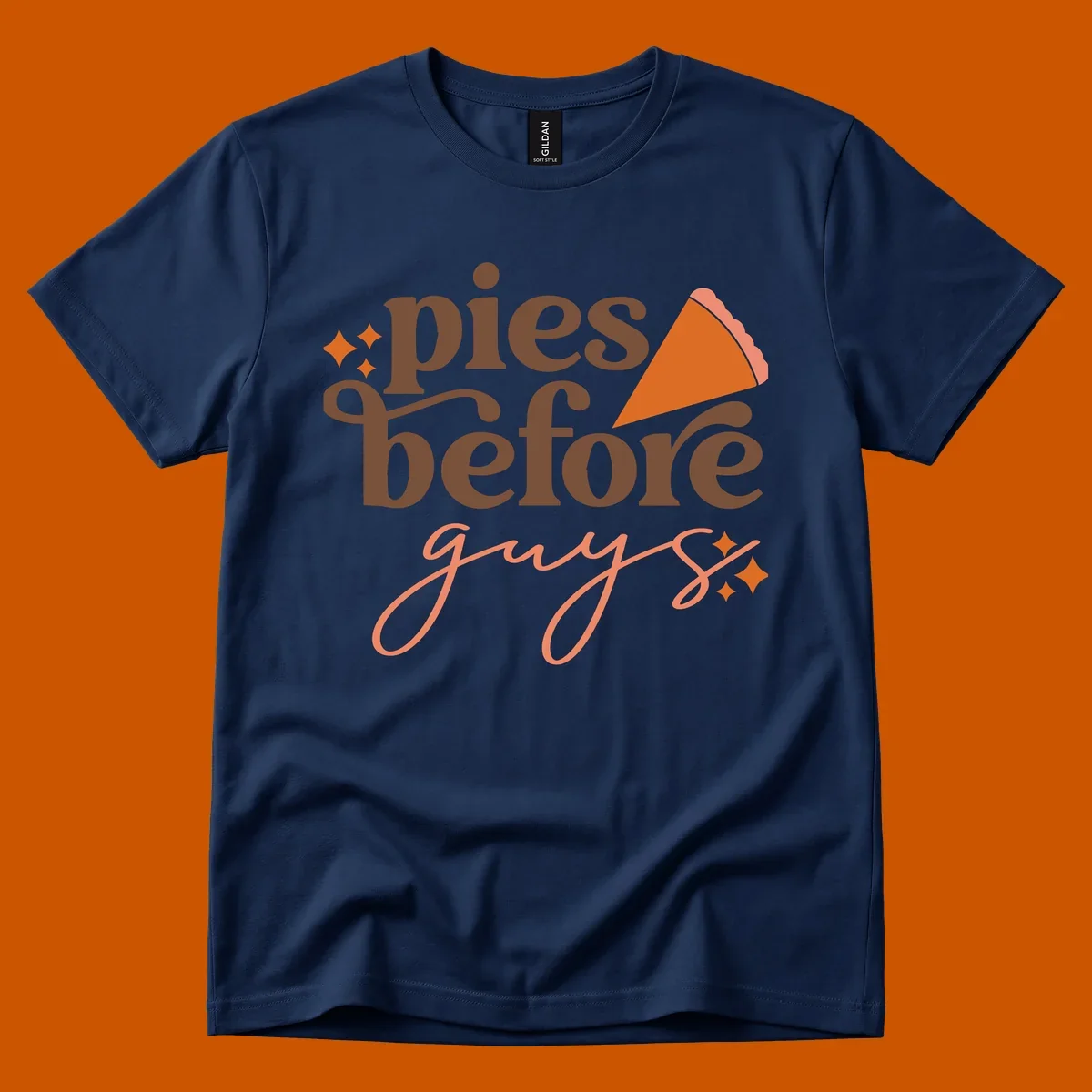 Pies before guys text with pumpkin pie slice and sparkles.