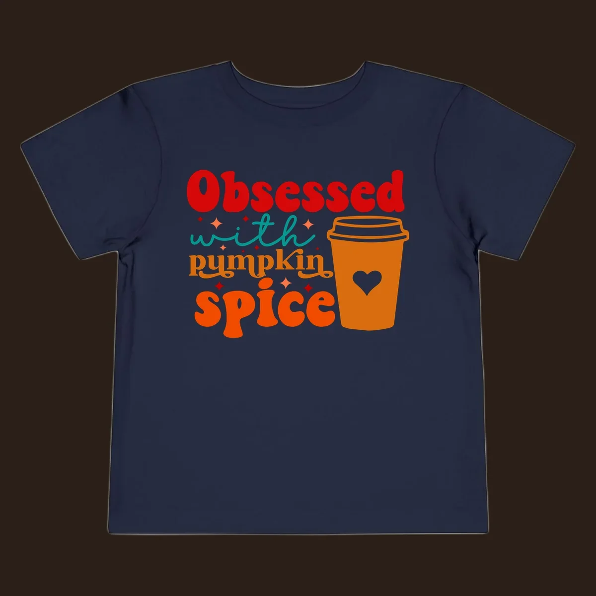 Obsessed with pumpkin spice retro wavy text and coffee cup design.