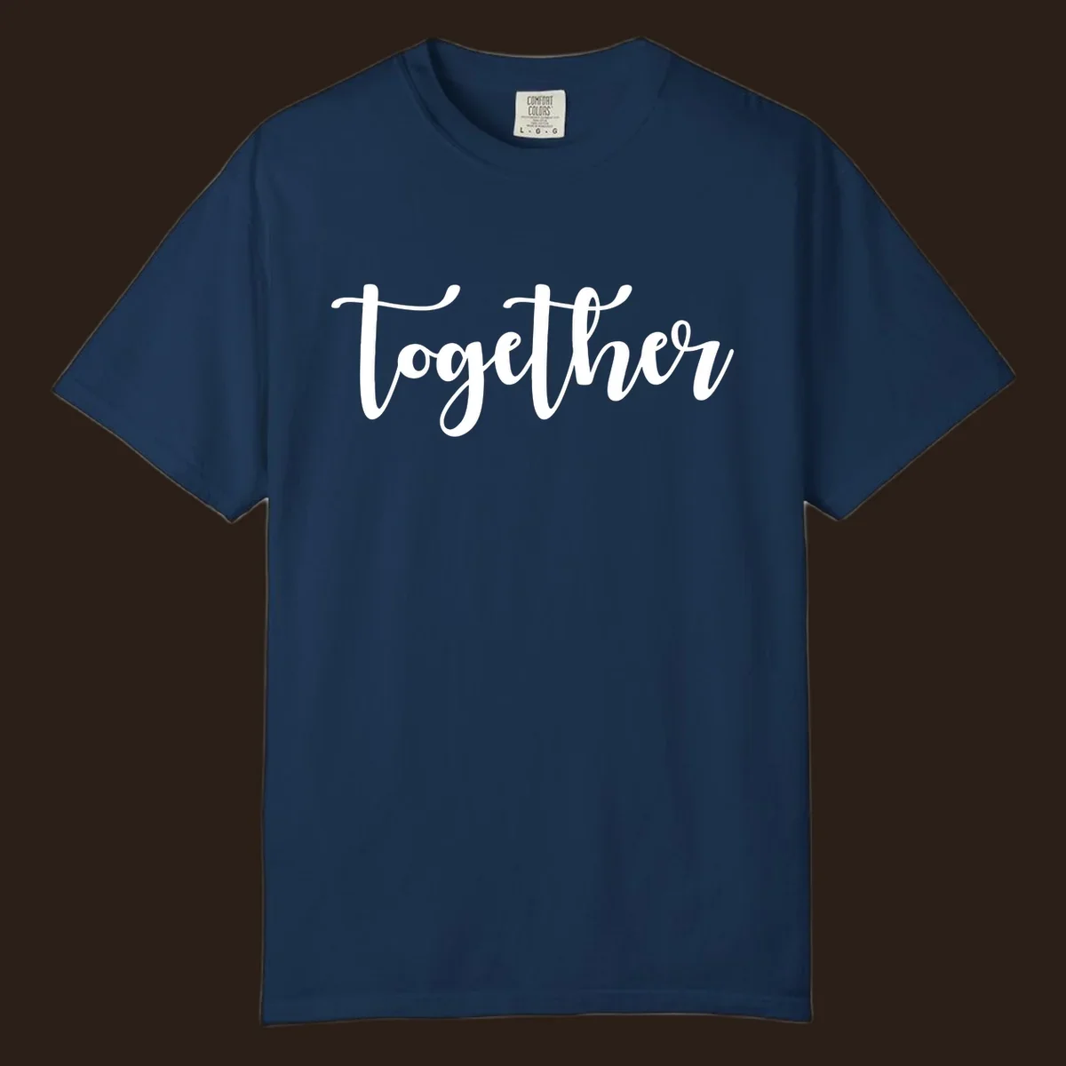 White script text 'Together' on black background, for family gatherings.