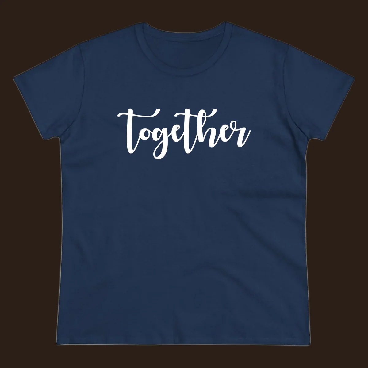 White script text 'Together' on black background, for family gatherings.