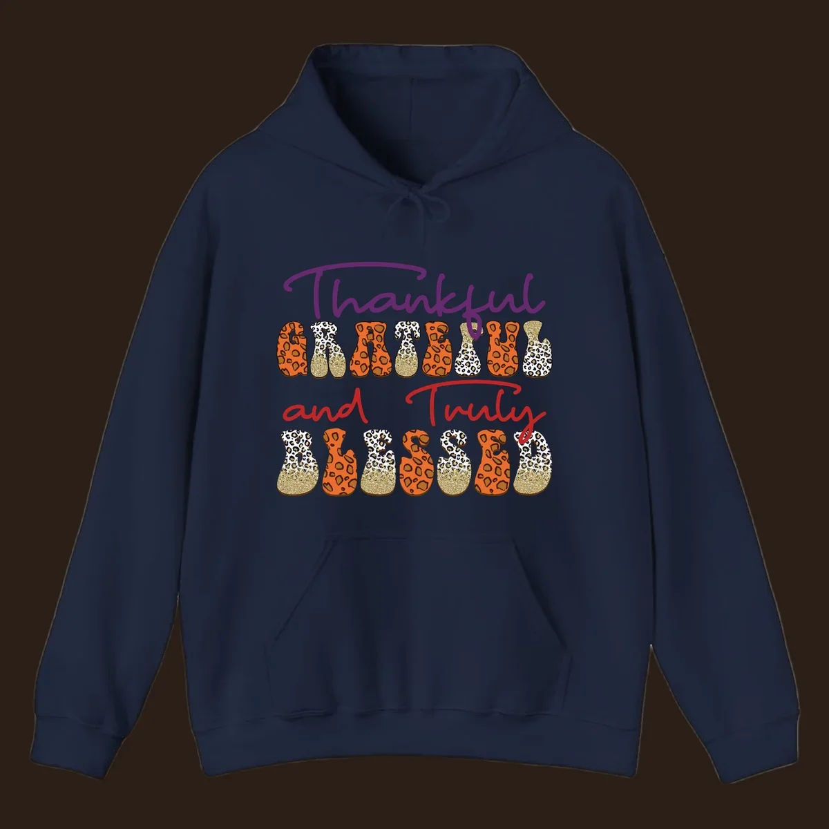 Thanksgiving sayings thankful grateful truly blessed leopard print and glitter text
