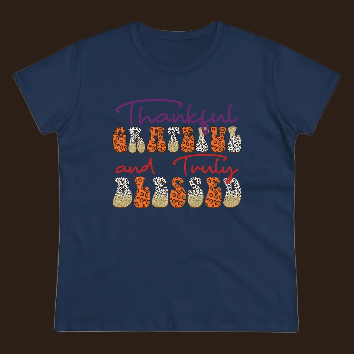 Thanksgiving sayings thankful grateful truly blessed leopard print and glitter text