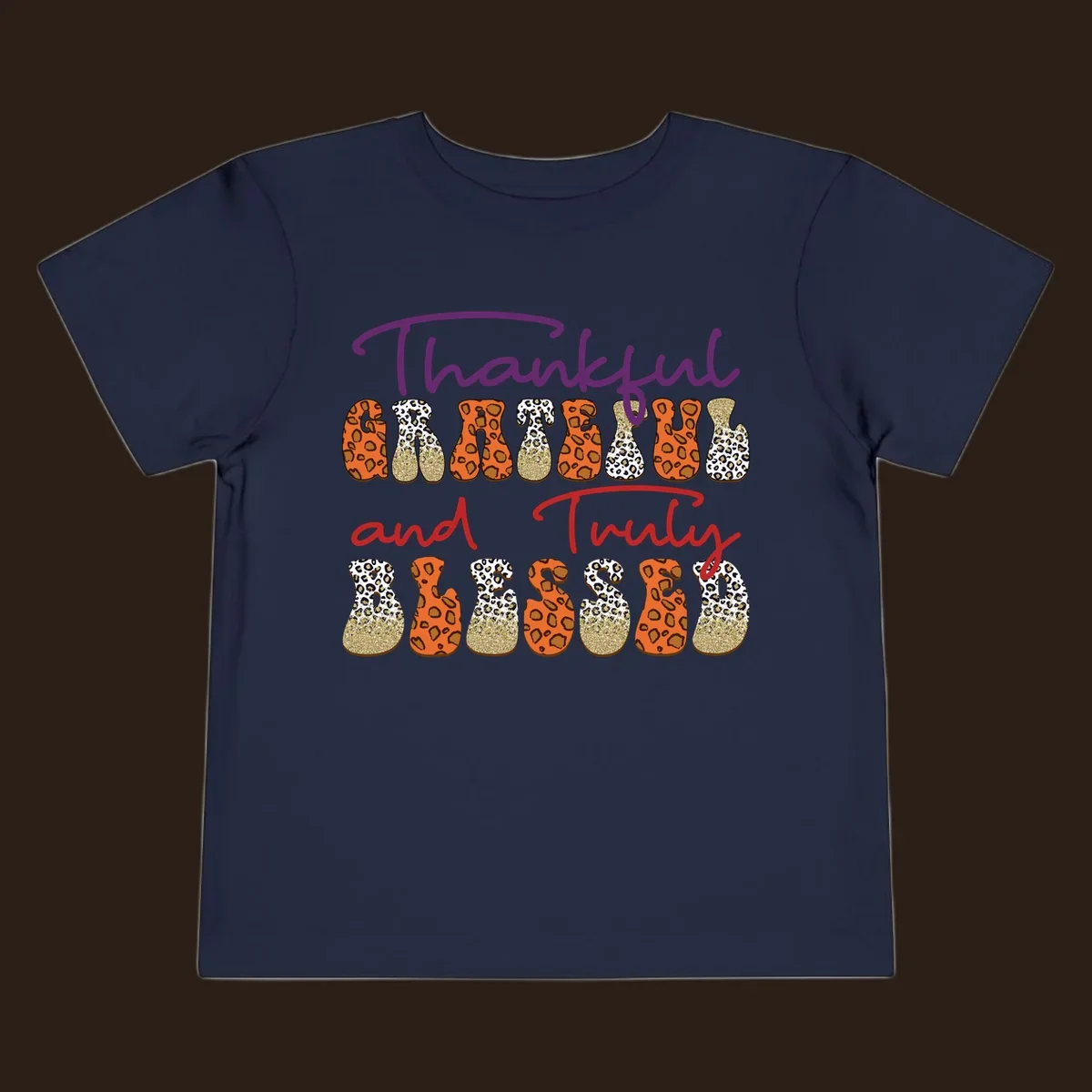 Thanksgiving sayings thankful grateful truly blessed leopard print and glitter text