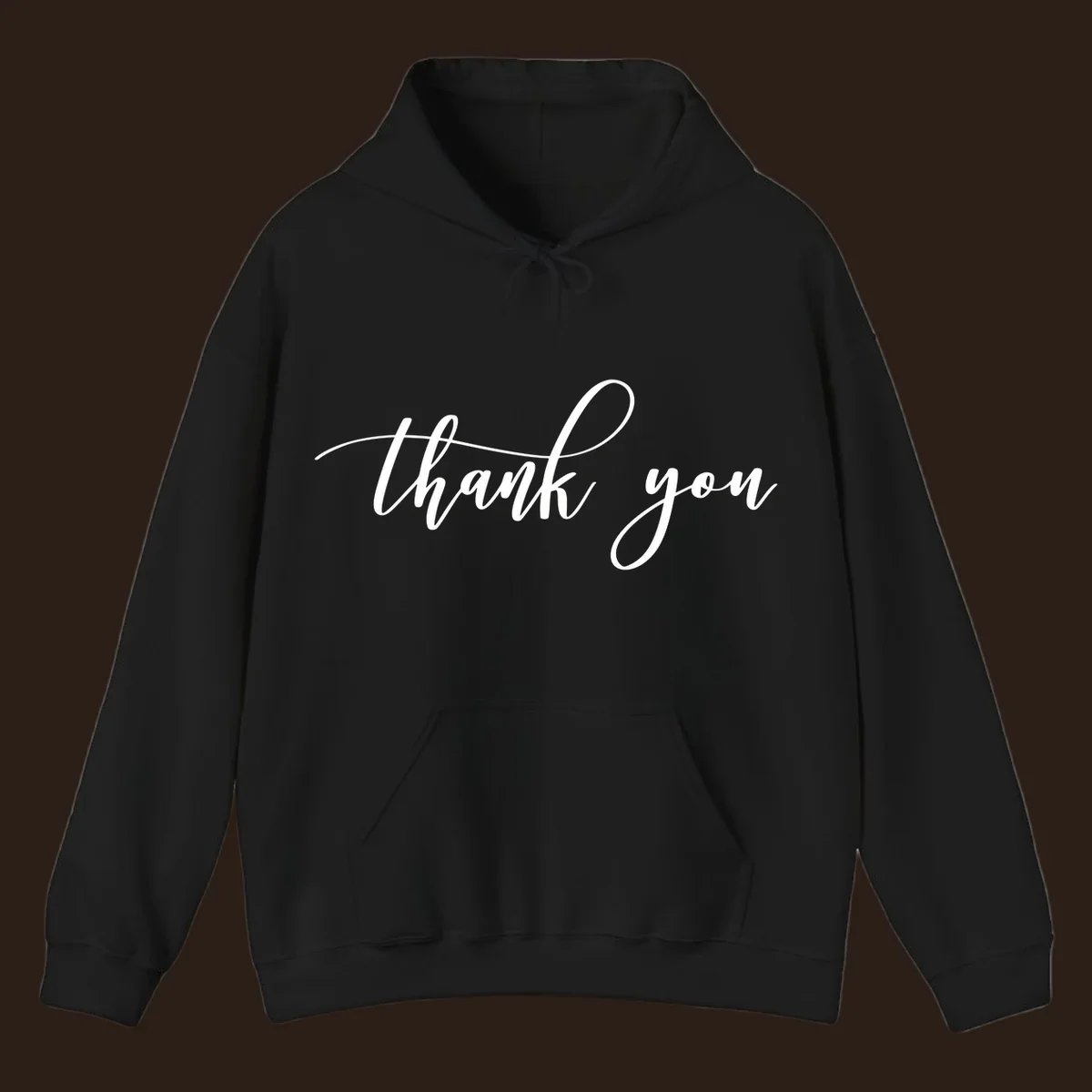 Elegant handwritten thank you script in white on a dark background.