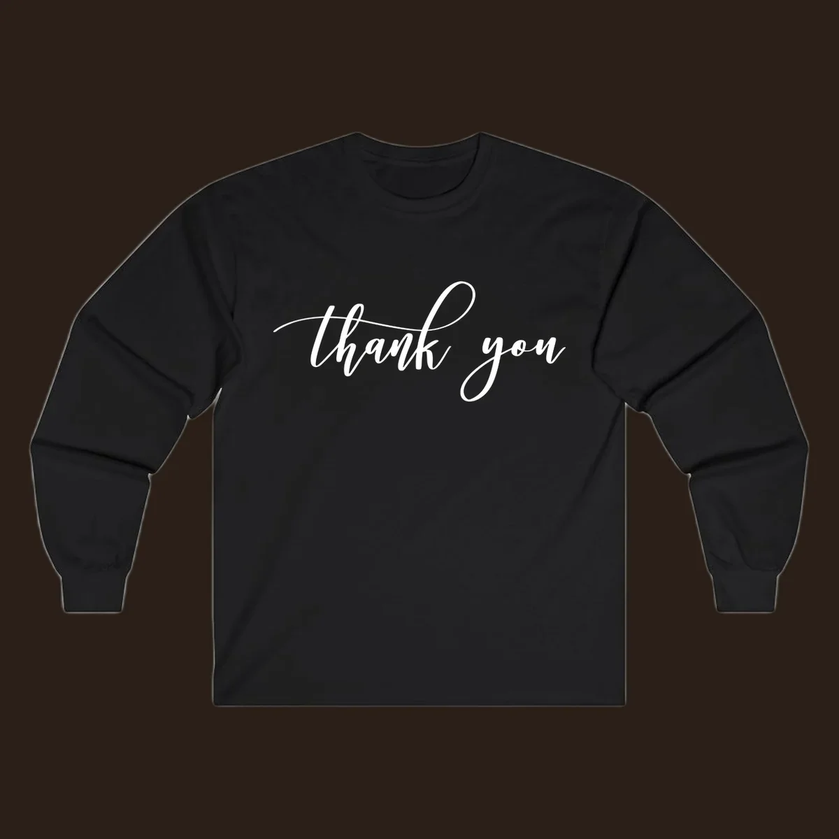 Elegant handwritten thank you script in white on a dark background.
