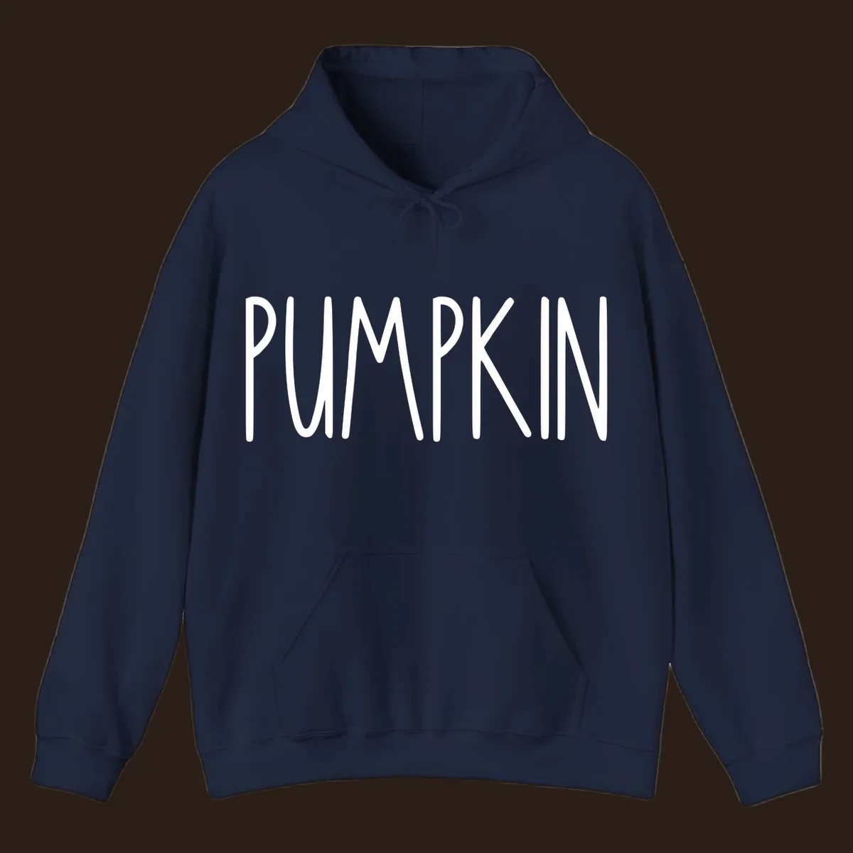 White text design that says PUMPKIN in a bold, hand-drawn font on a black background.
