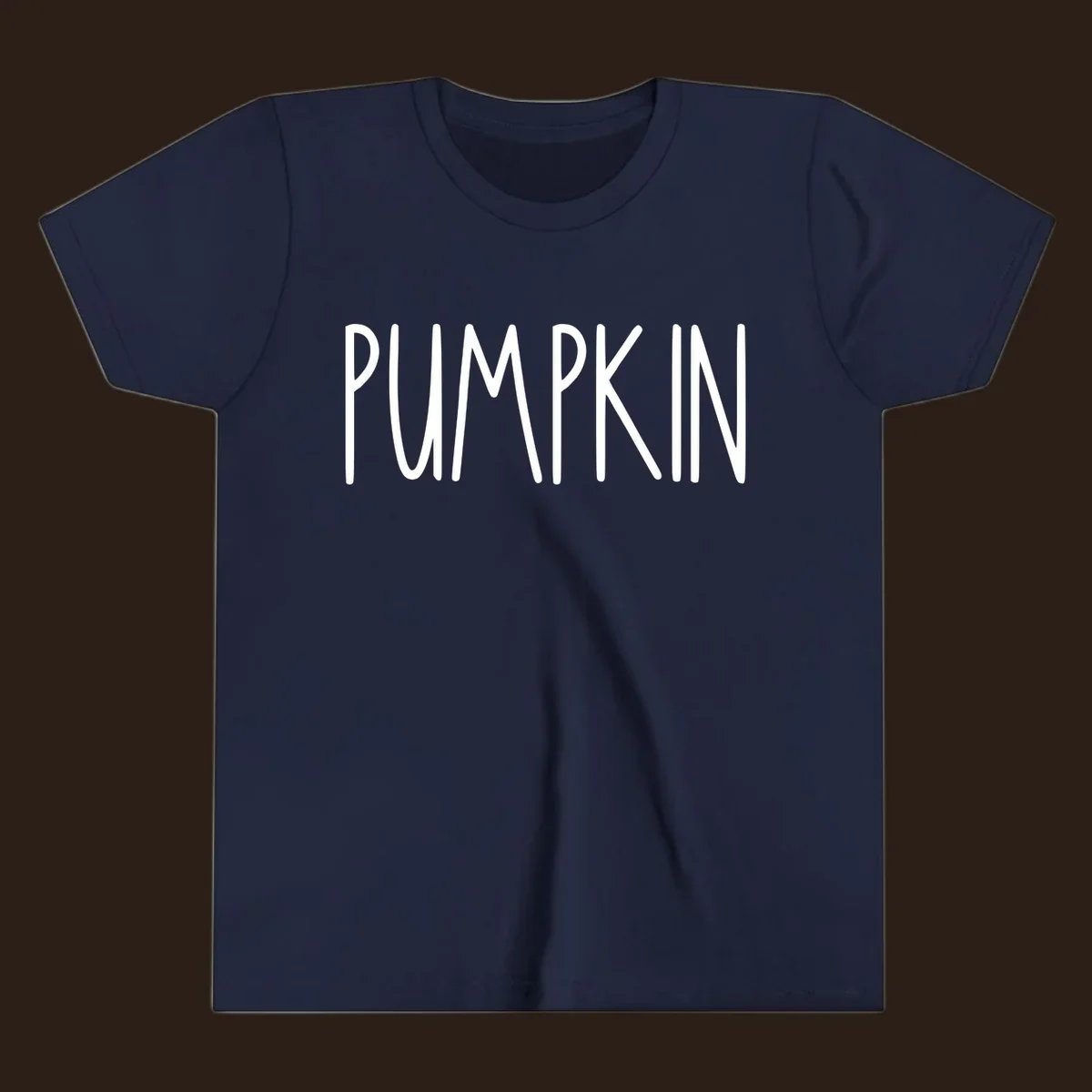 White text design that says PUMPKIN in a bold, hand-drawn font on a black background.