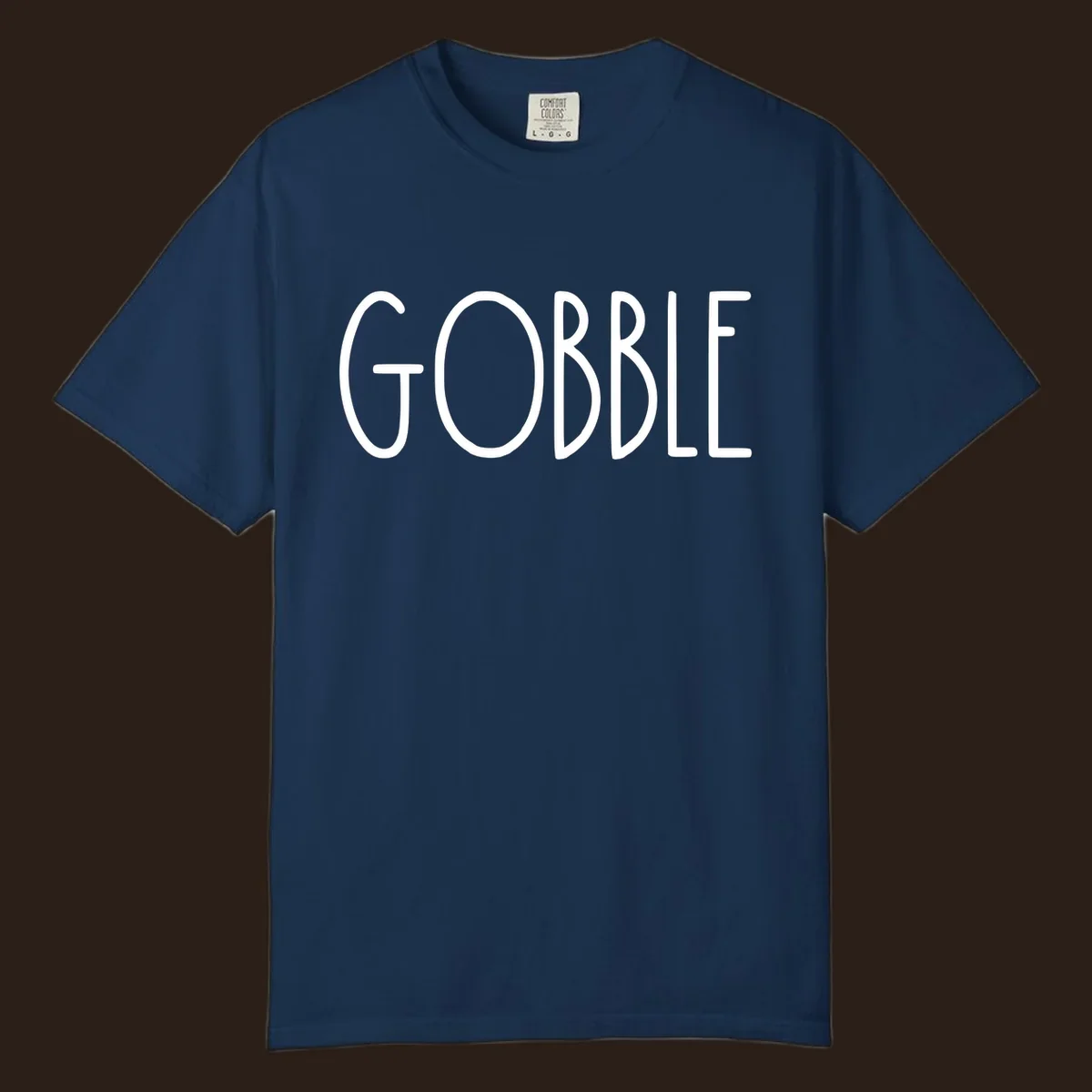 Gobble Thanksgiving text design in white on a dark background.