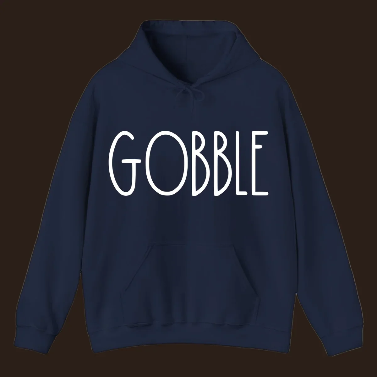 Gobble Thanksgiving text design in white on a dark background.