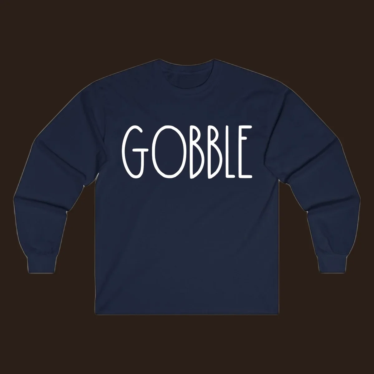 Gobble Thanksgiving text design in white on a dark background.
