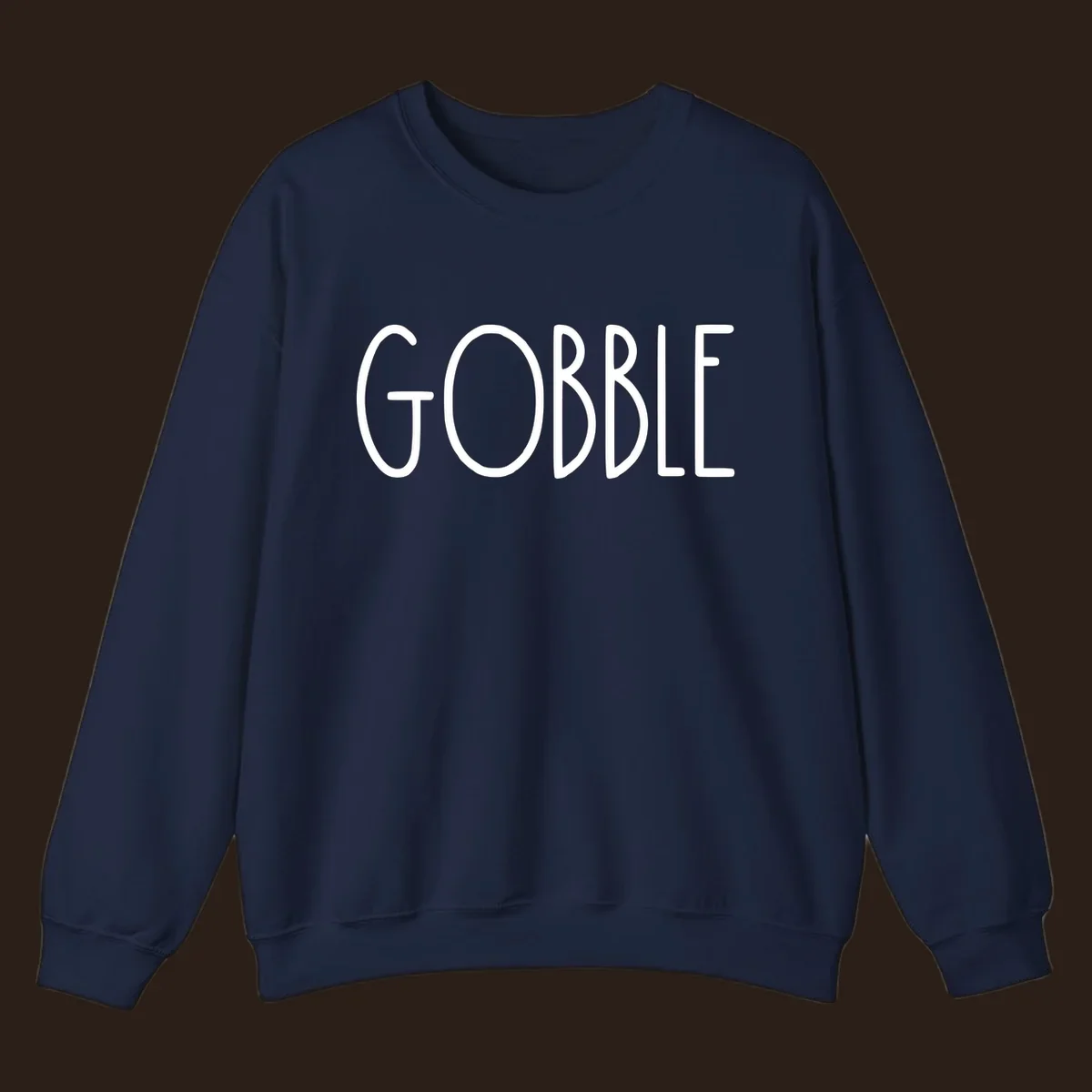 Gobble Thanksgiving text design in white on a dark background.