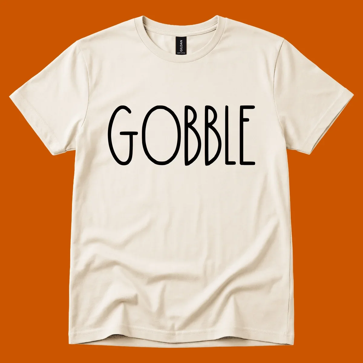 Gobble Thanksgiving text design in white on a dark background.